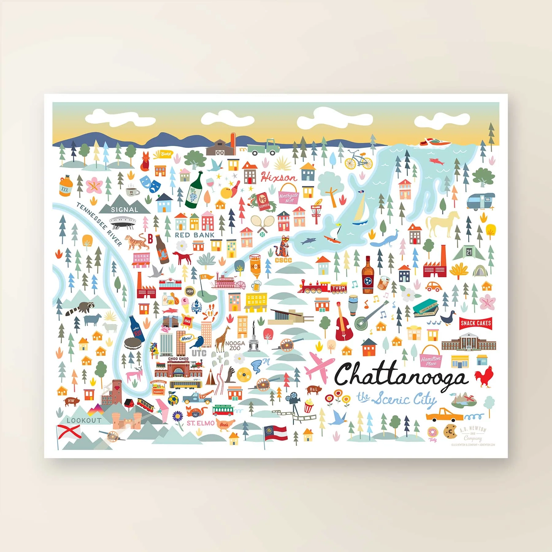 CHATTANOOGA TN City Series Map Art Print