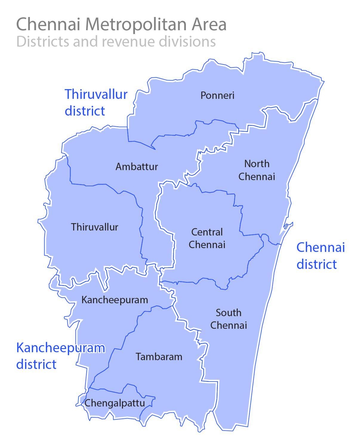 Chennai City Limit Map Chennai Limit Map Tamil Nadu India 