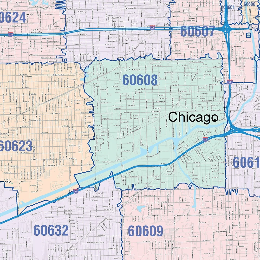 city of chicago zip code map