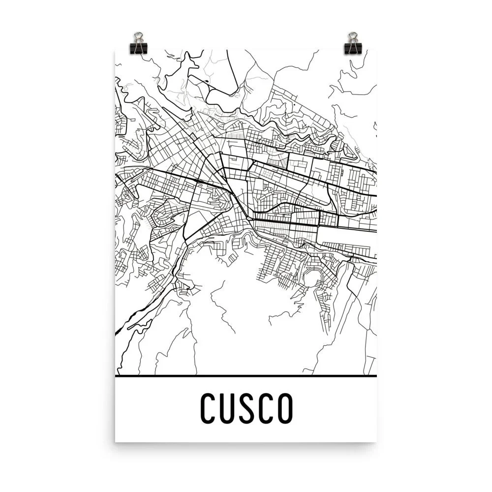 Cusco Peru Street Map Poster Wall Print By Modern Map Art Cusco Peru Street Map Poster Wall Print By Modern Map Art