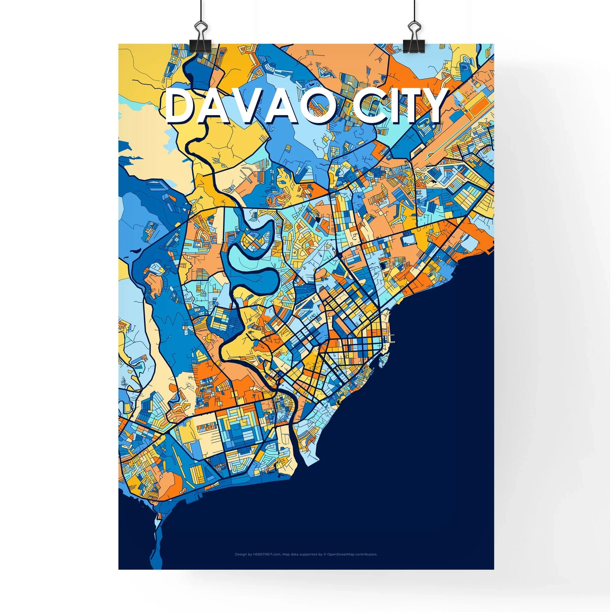 Davao City Philippines Vibrant Map Poster HEBSTREIT Davao City Philippines Vibrant Map Poster HEBSTREIT