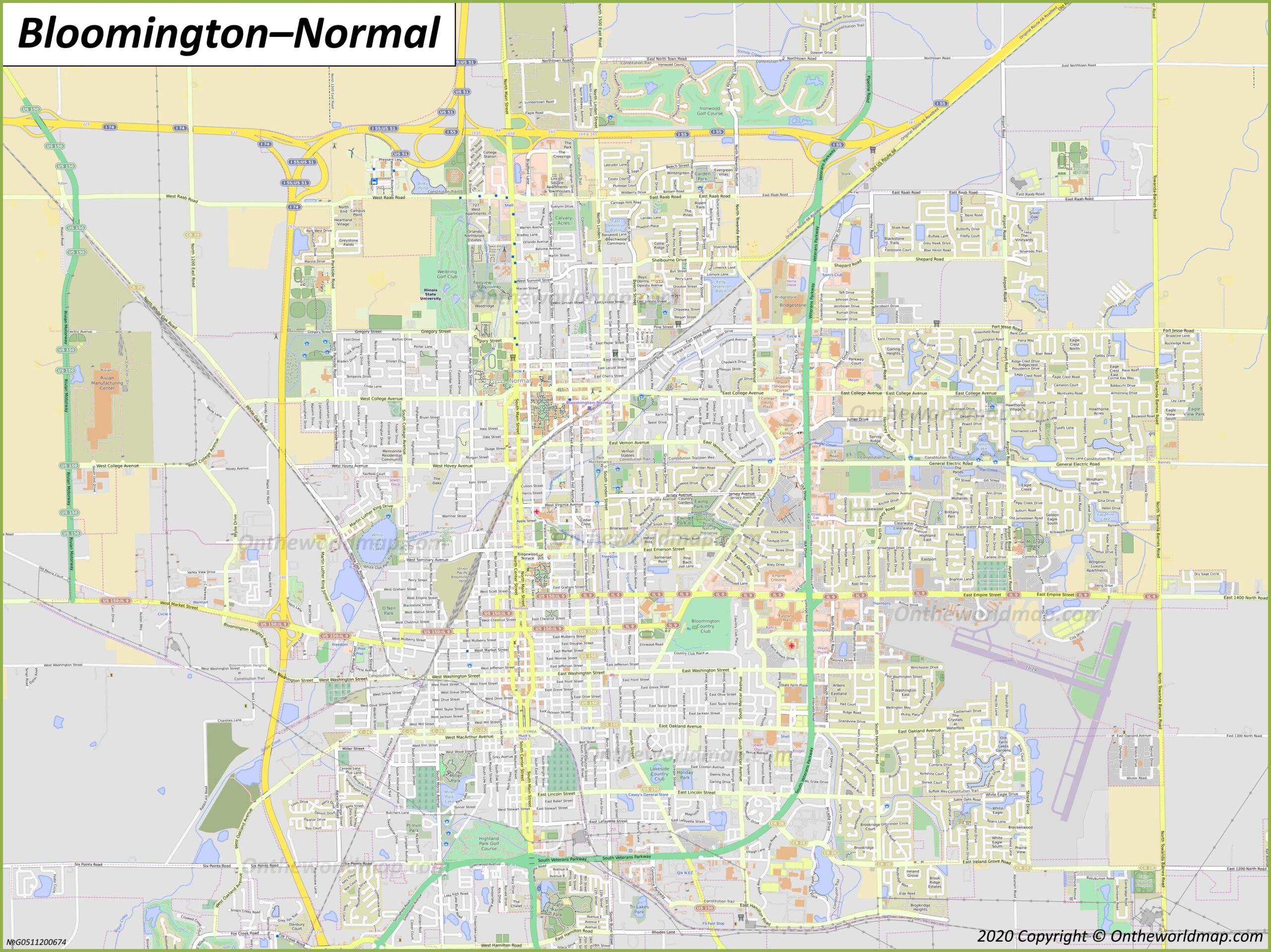Detailed Map Of Bloomington Normal Ontheworldmap Detailed Map Of Bloomington Normal Ontheworldmap