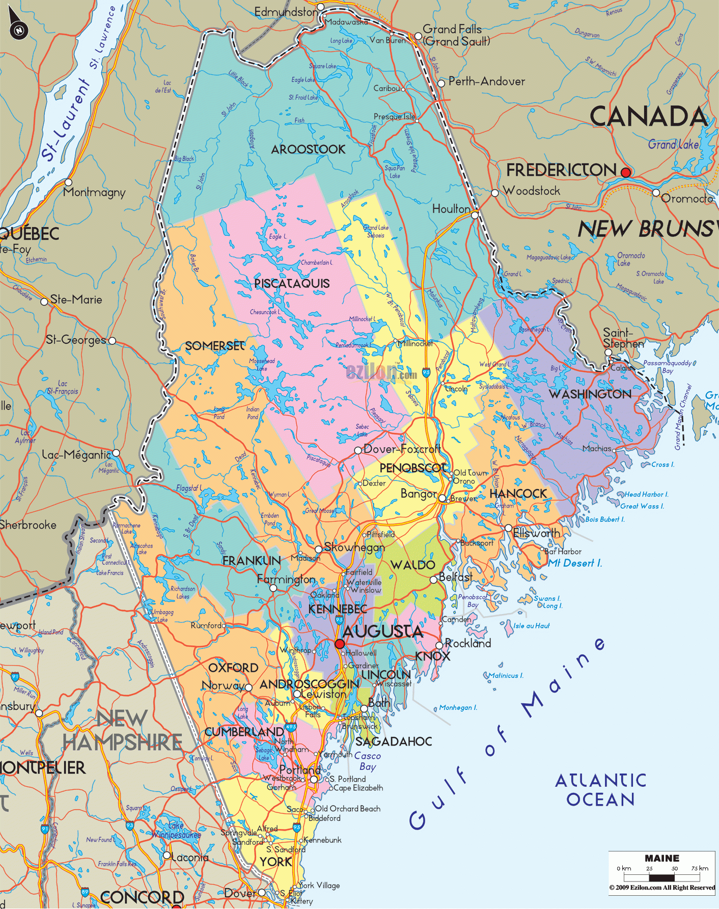 map of maine and cities