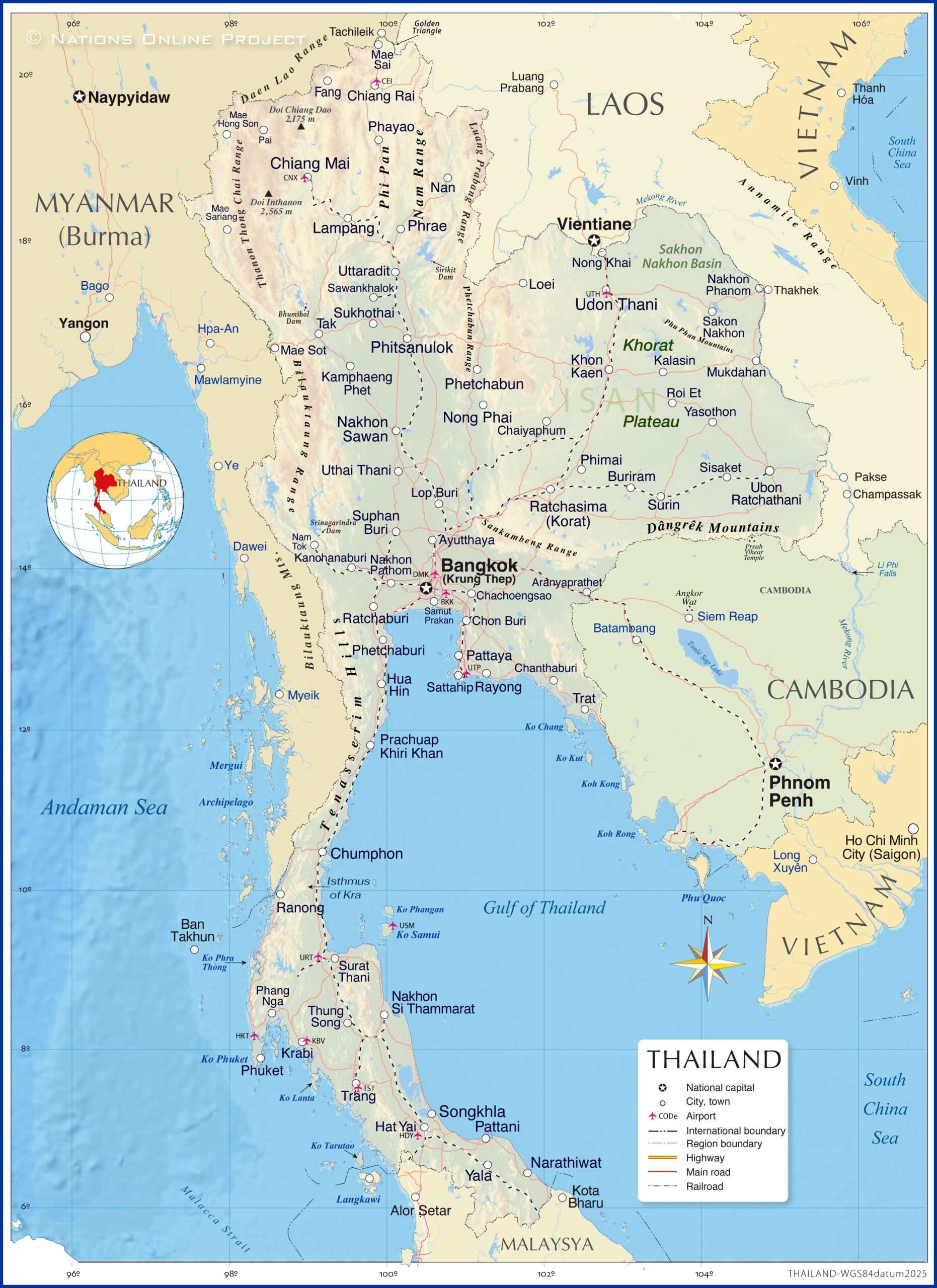 Detailed Map Of Thailand Nations Online Project