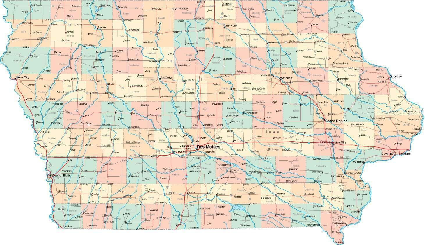 iowa county and city map iowa county and city map