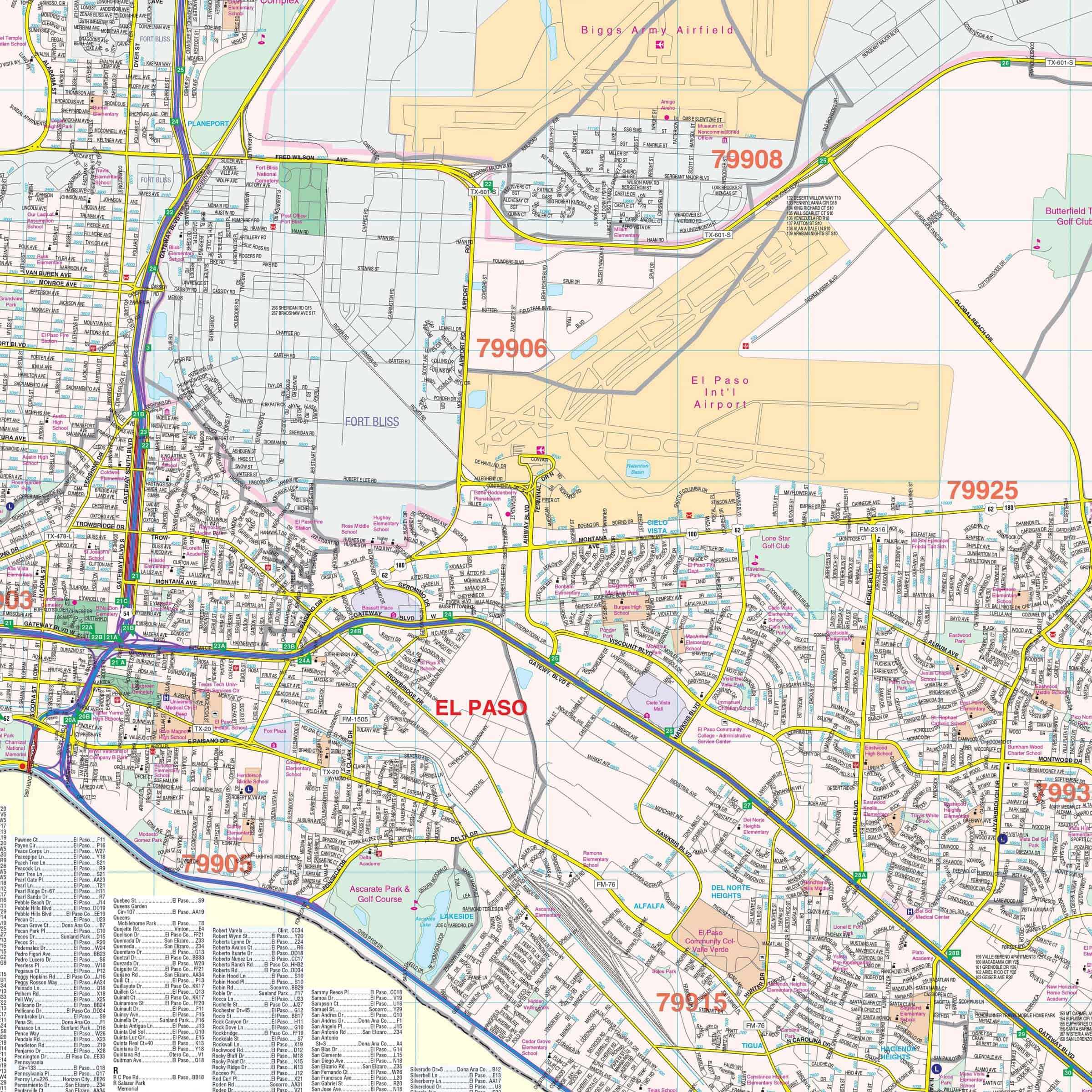 El Paso TX Wall Map By Kappa The Map Shop El Paso TX Wall Map By Kappa The Map Shop