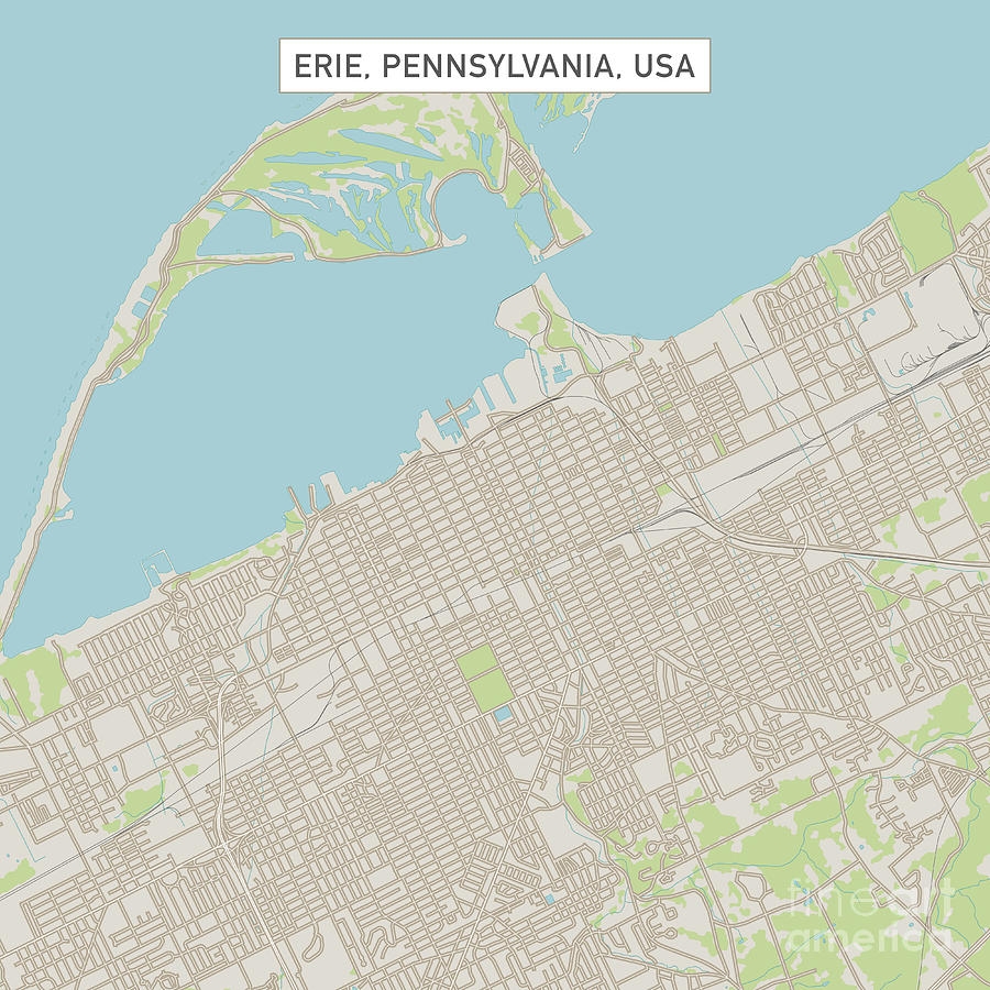 Erie Pennsylvania US City Street Map By Frank Ramspott