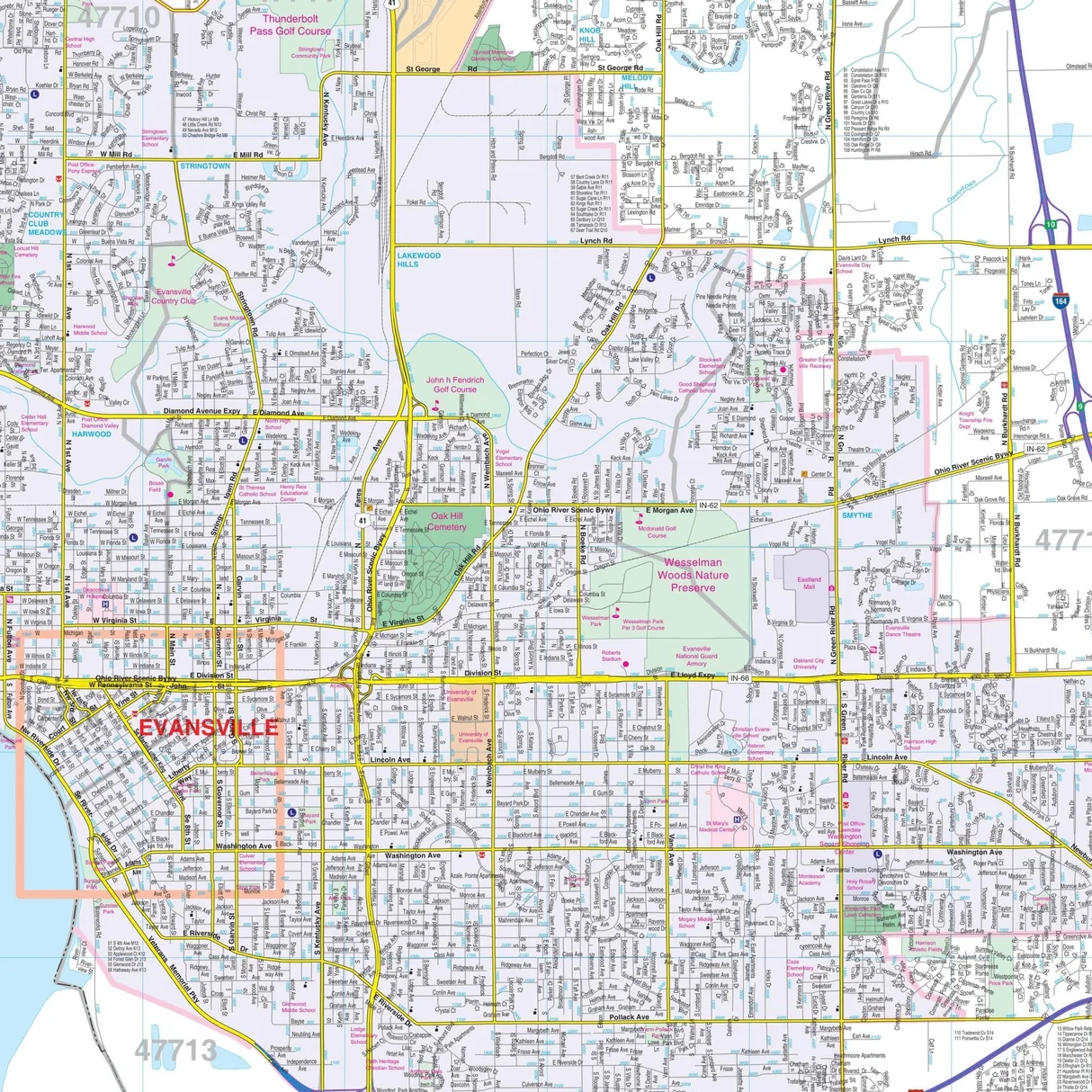 Evansville IN Wall Map Shop City County Maps Ultimate Globes