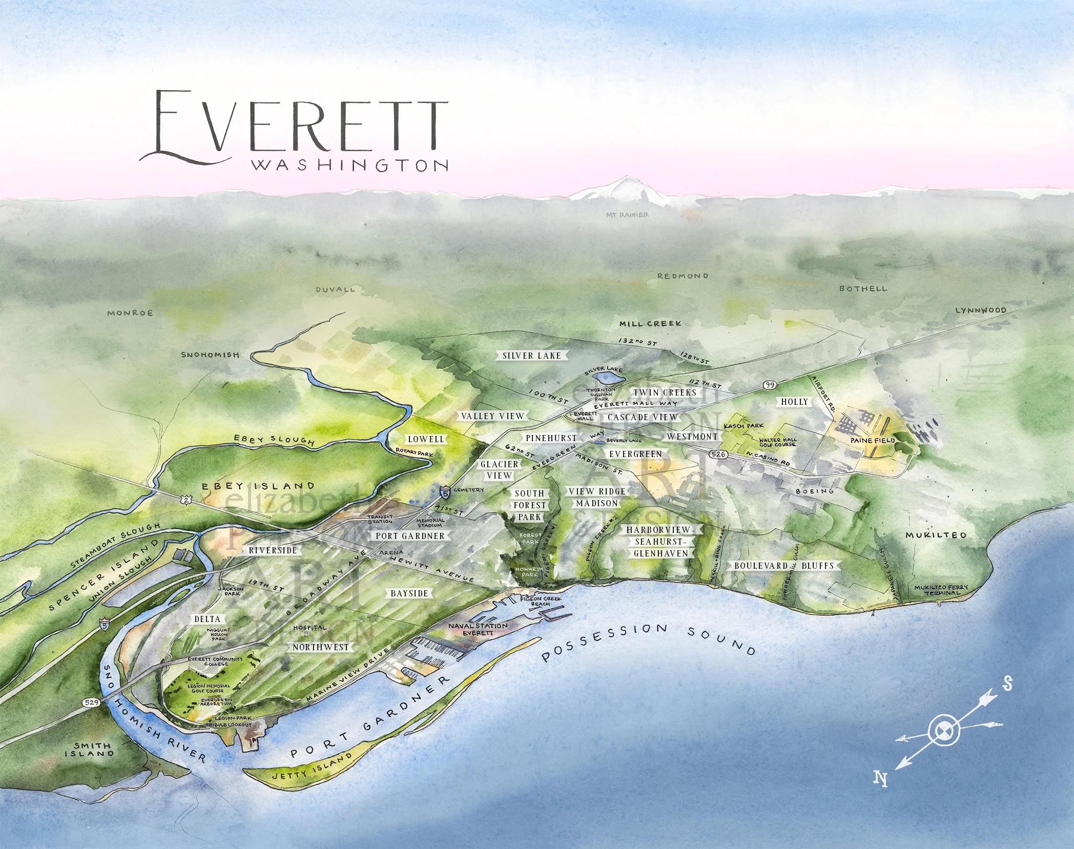 Everett Map Elizabeth Person Art