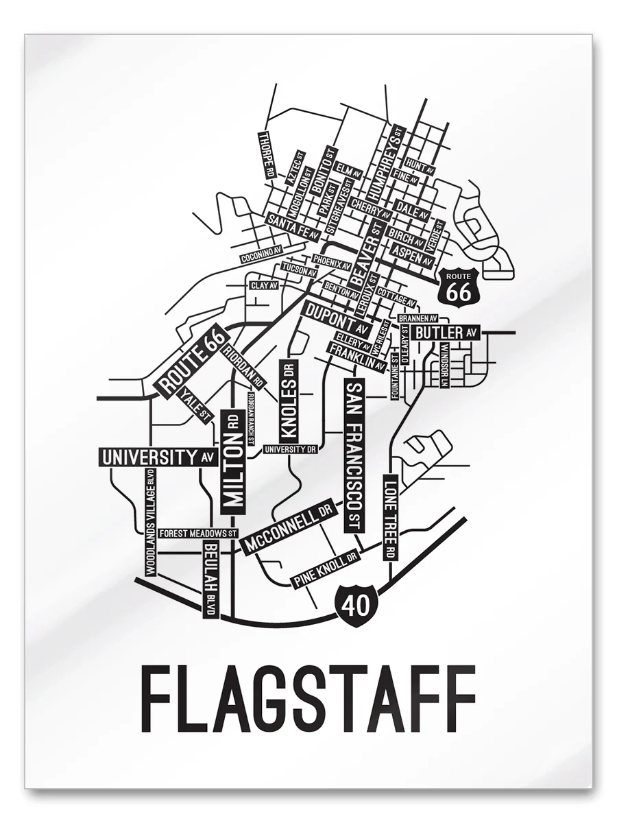 Flagstaff Arizona Street Map School Street Posters