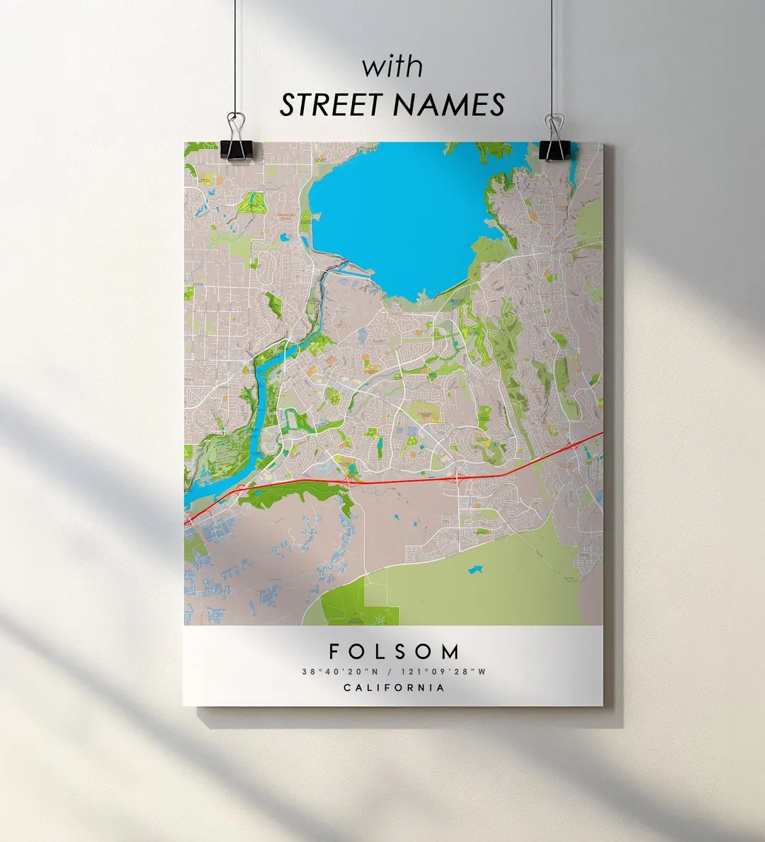 Folsom CA City Map Print Poster With Street Names digital Download Etsy Folsom CA City Map Print Poster With Street Names digital Download Etsy