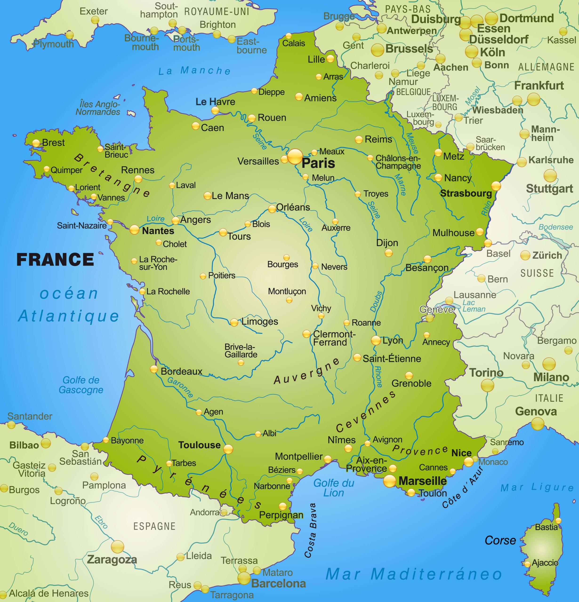 France Cities Map Guide Of The World