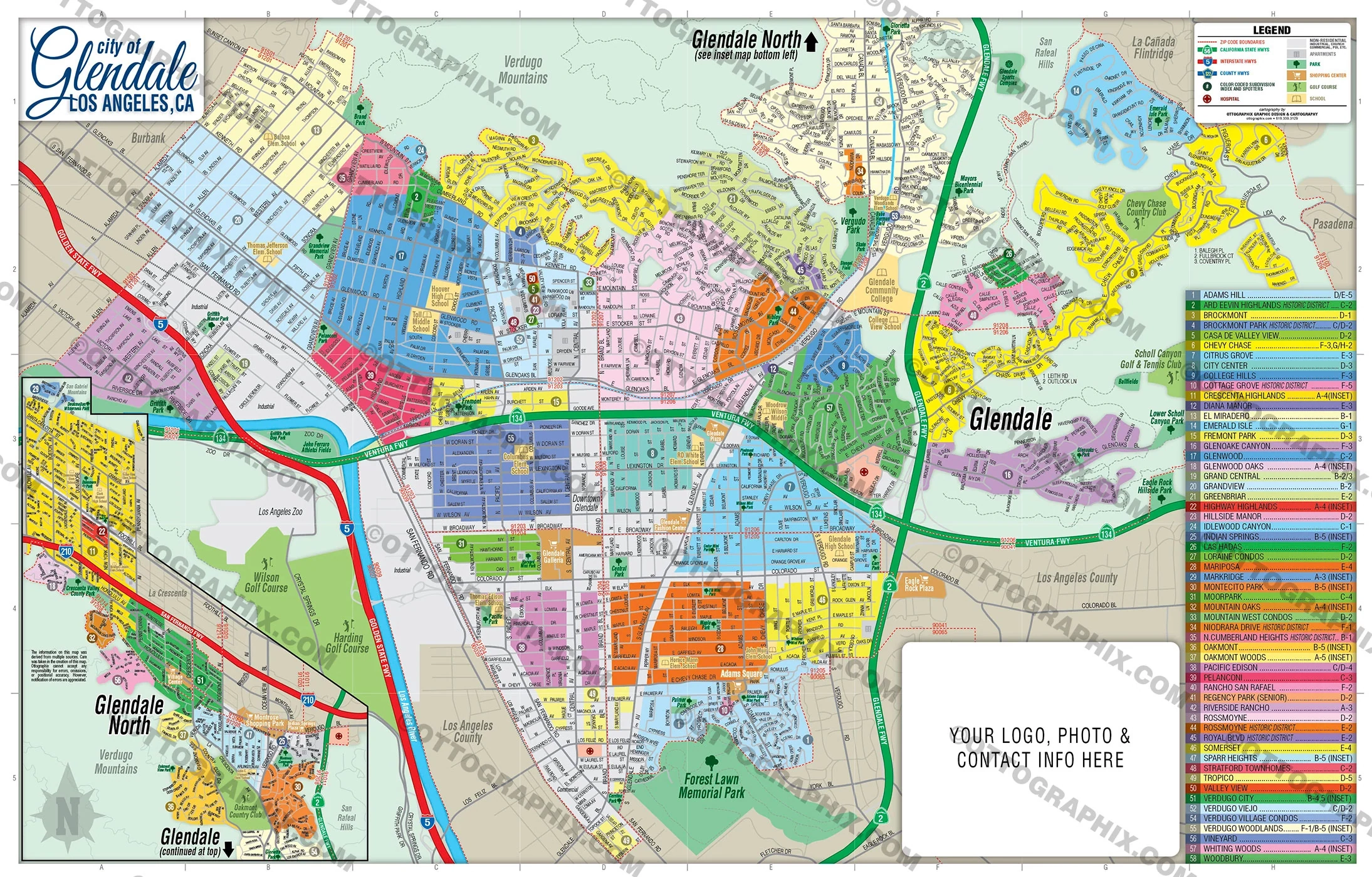 Glendale Map Los Angeles County CA FILES PDF And AI Editable V Otto Maps