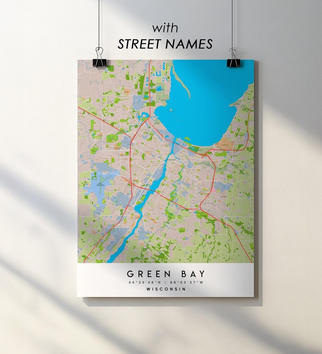 city map of green bay wisconsin