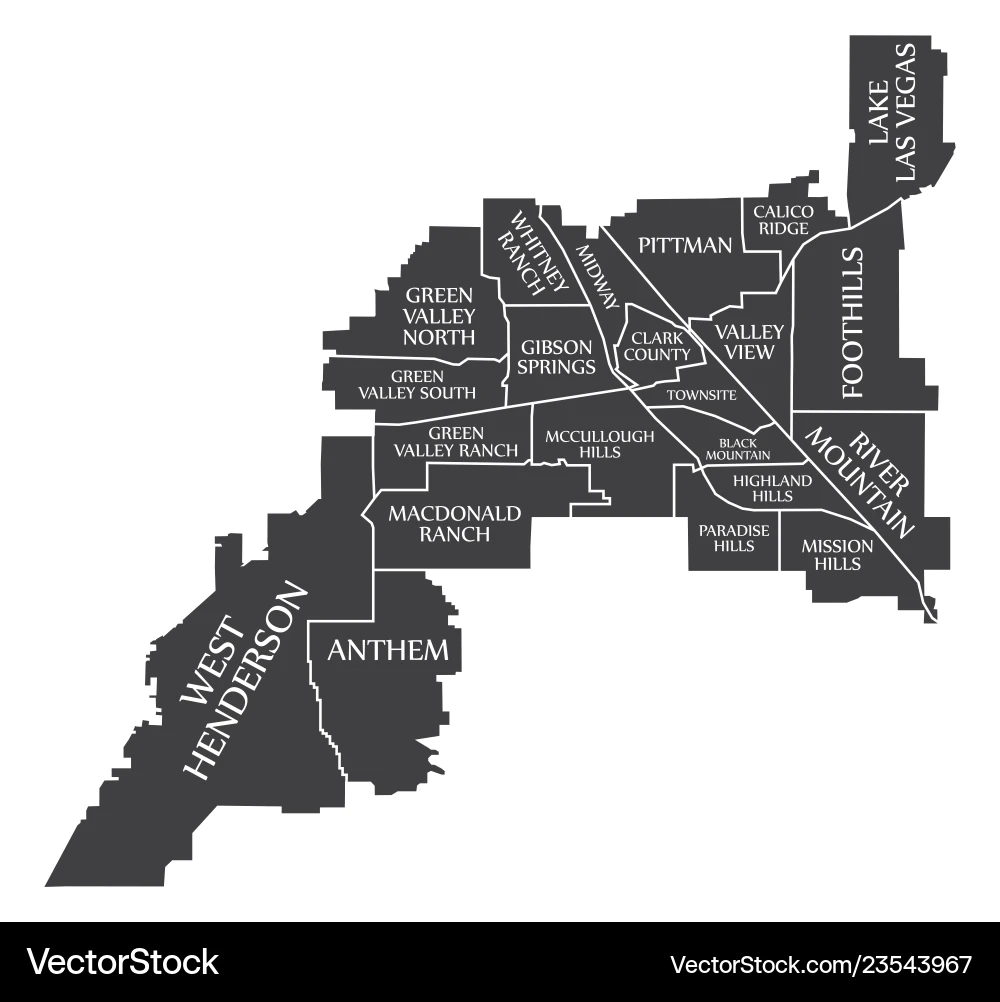 Henderson Nevada City Map Usa Labelled Black Royalty Free Vector VectorStock