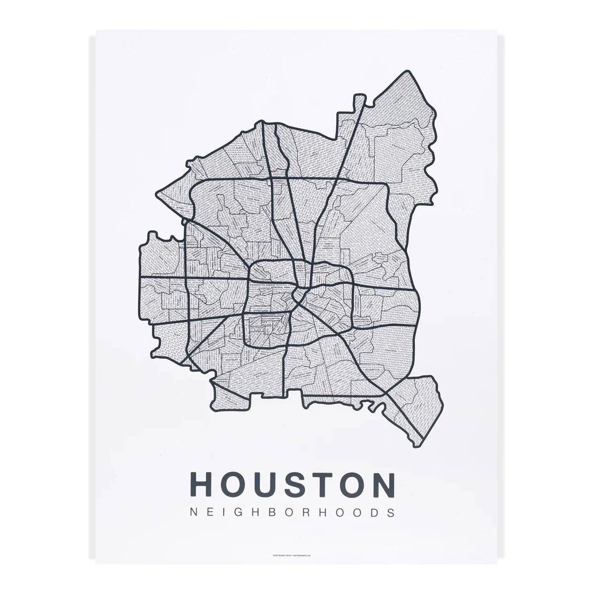 Houston Neighborhood Map Houston Map Poster Native Maps Houston Neighborhood Map Houston Map Poster Native Maps