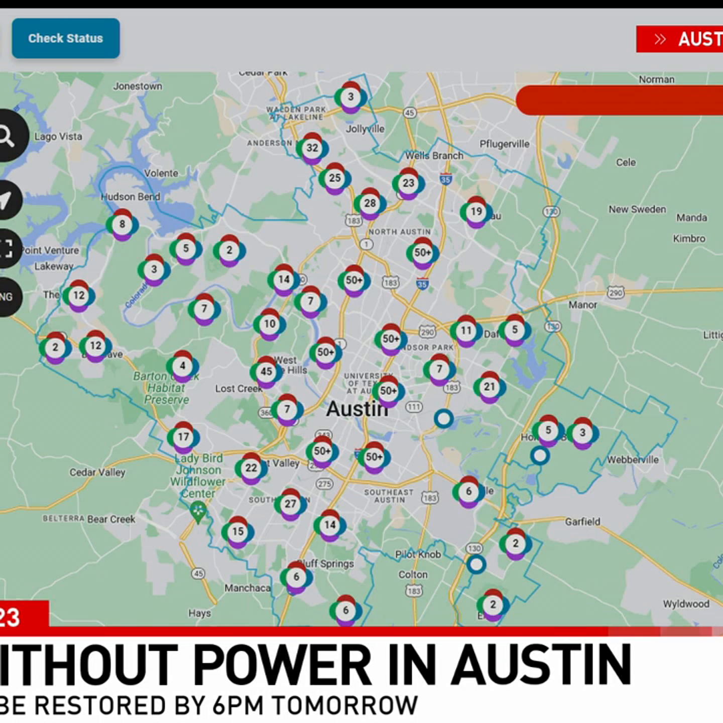 city of austin power outage map