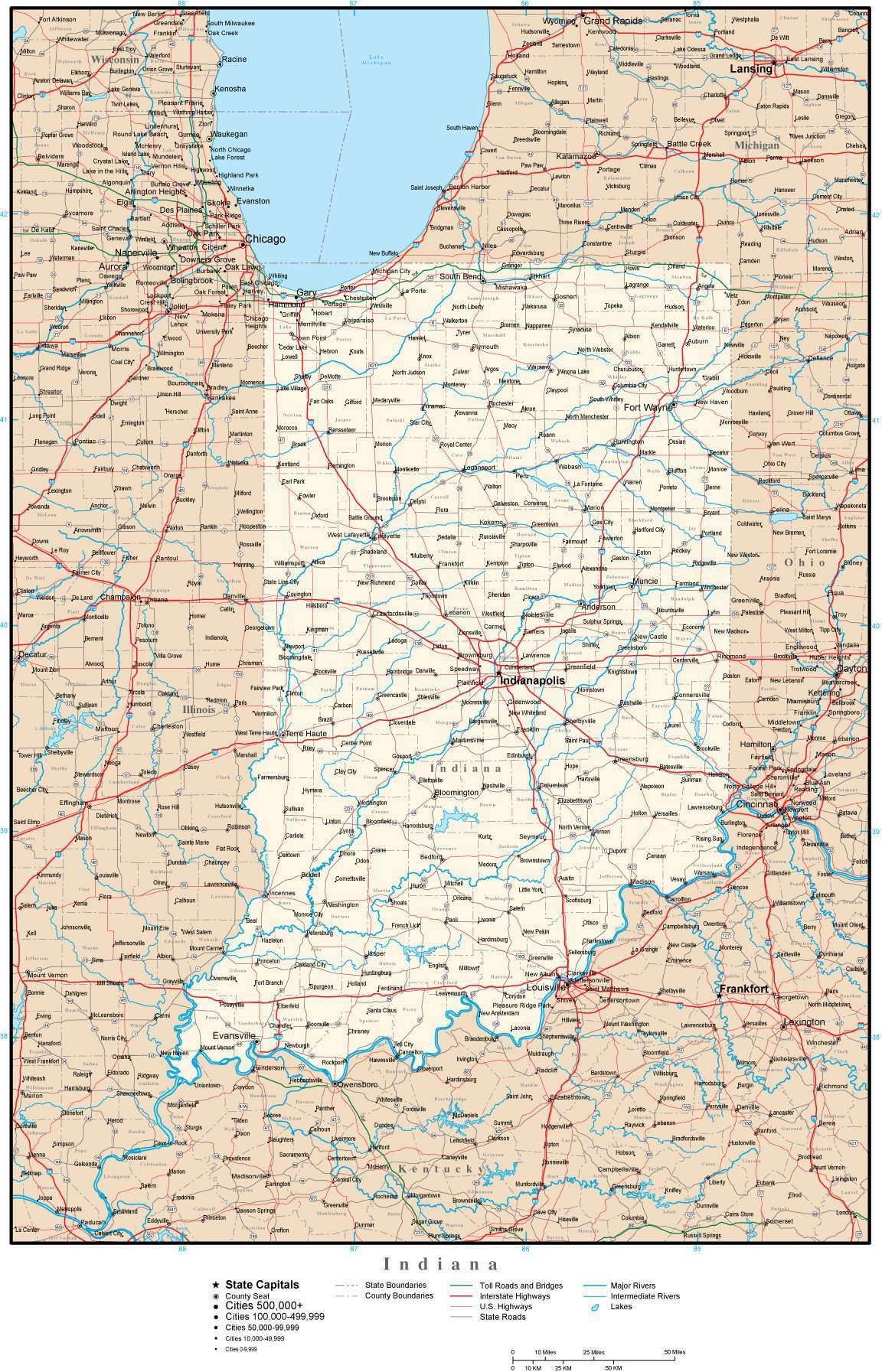 indiana city county map