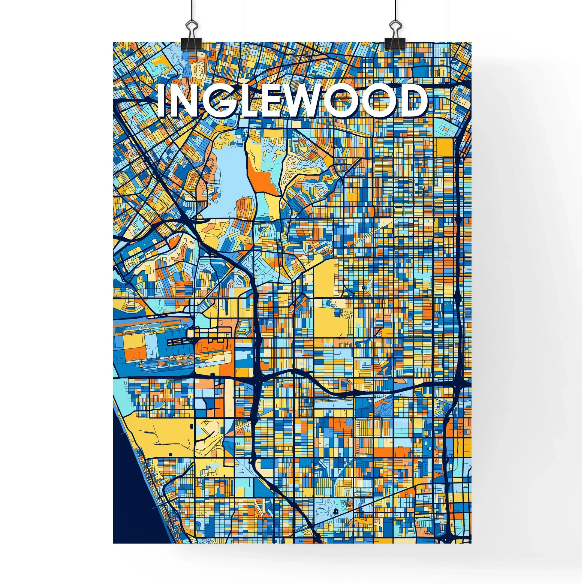Inglewood California Vibrant Map Poster HEBSTREIT Inglewood California Vibrant Map Poster HEBSTREIT