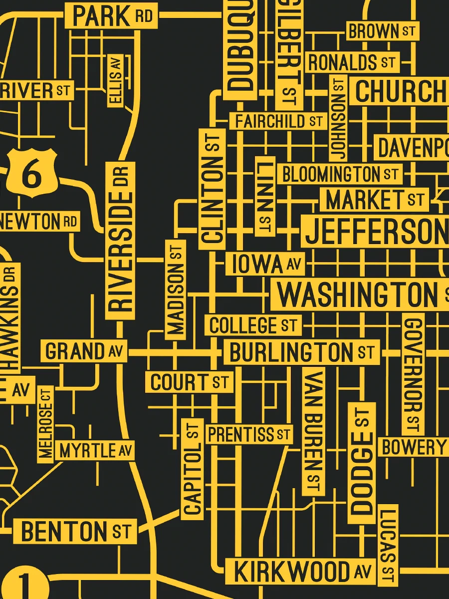 Iowa City Iowa Street Map School Street Posters Iowa City Iowa Street Map School Street Posters