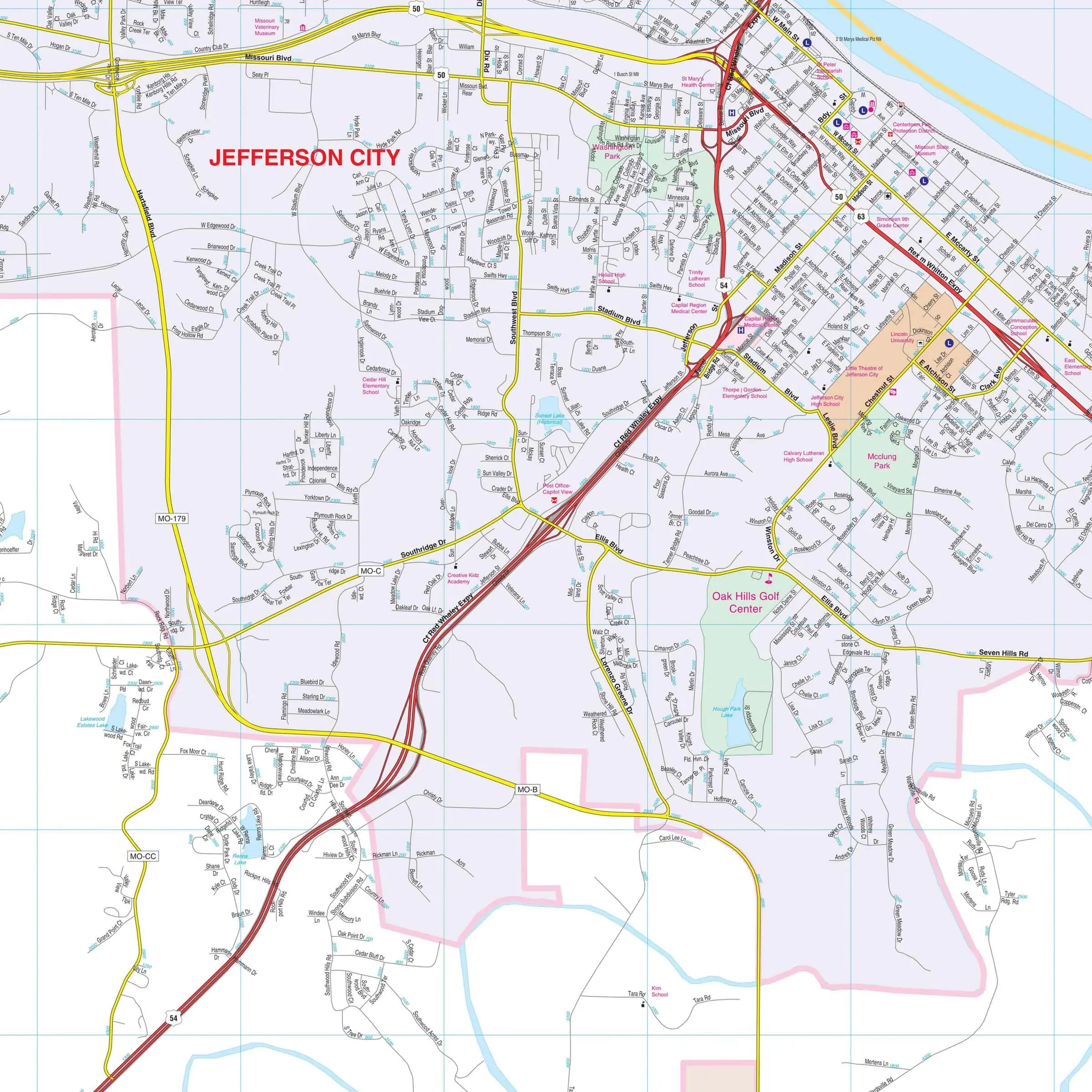 Jefferson City Fulton County MO Wall Map By Kappa The Map Shop Jefferson City Fulton County MO Wall Map By Kappa The Map Shop