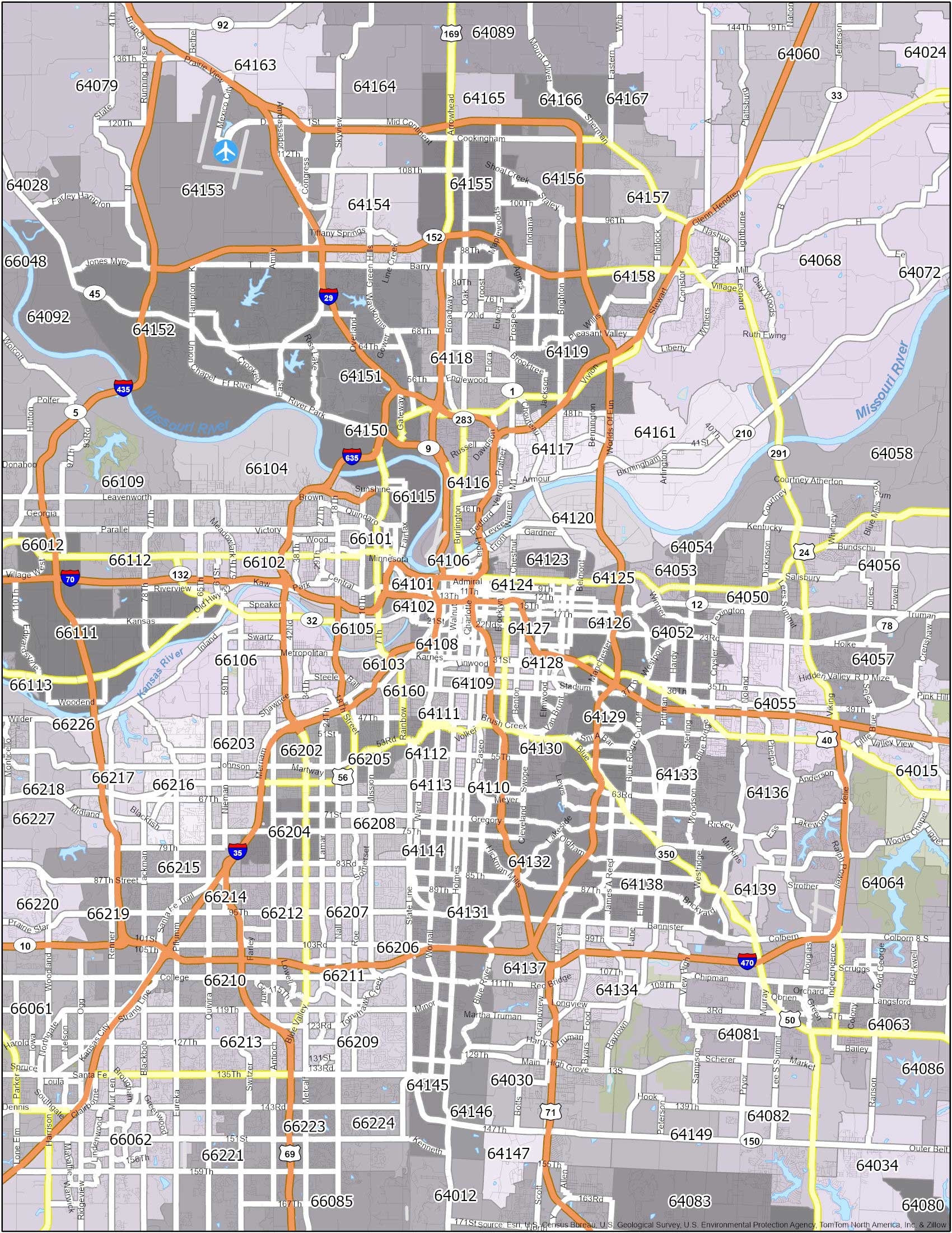 Kansas City Zip Code Map GIS Geography