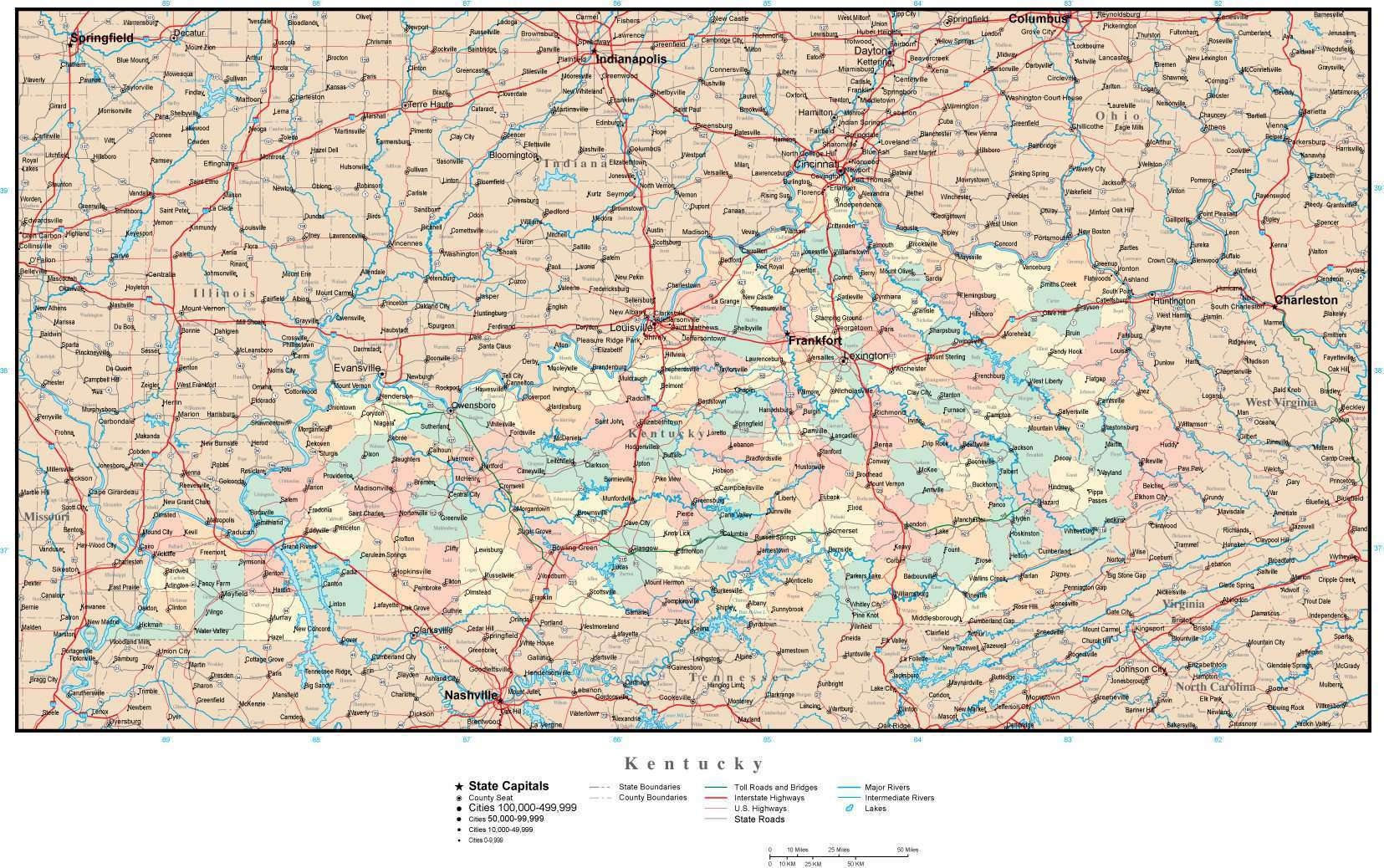 map of kentucky counties and cities