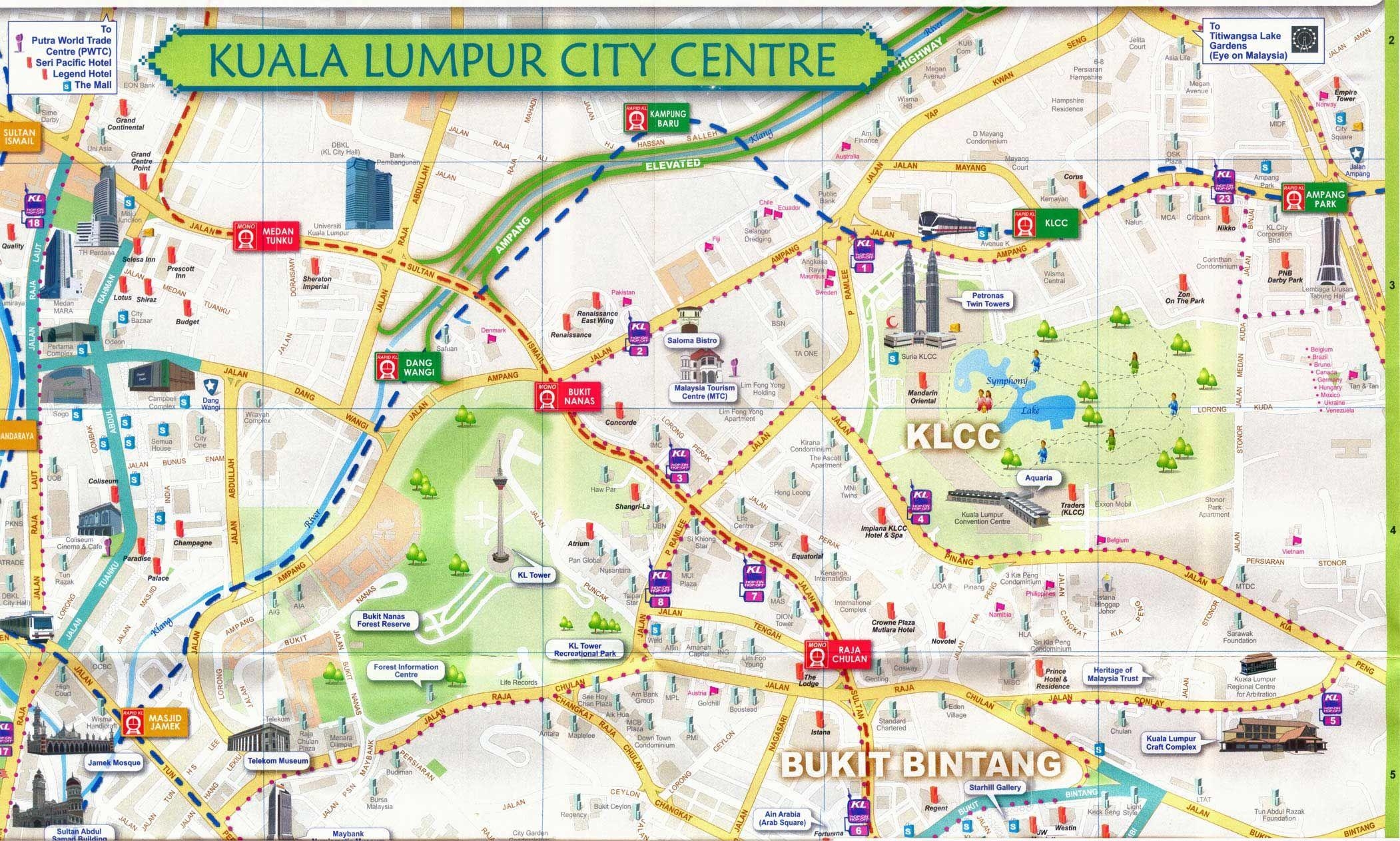 Kuala Lumpur City Centre Map Kl City Walk Map Malaysia 