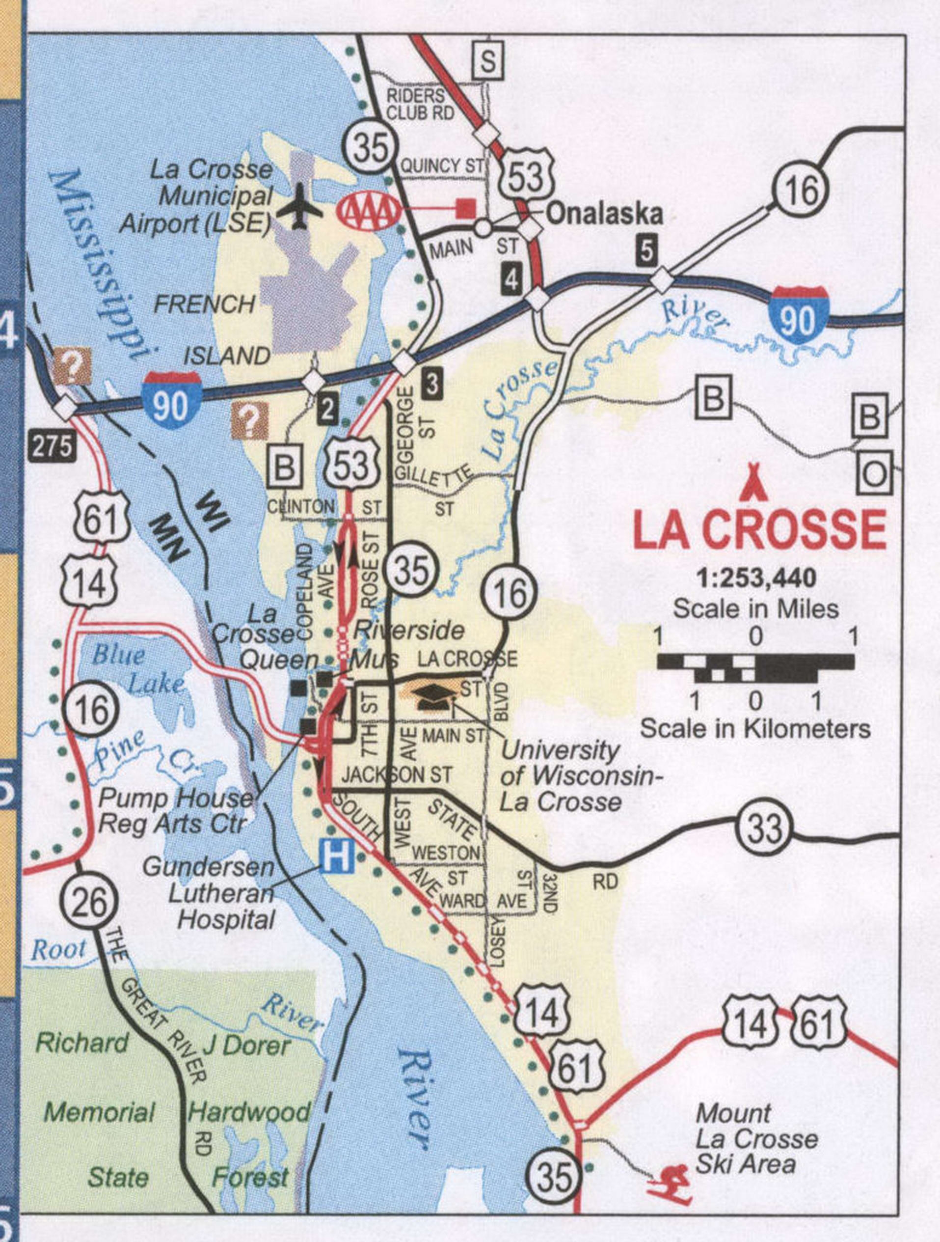 La Crosse WI Roads Map Free Printable Highway Map La Crosse City Surrounding Area La Crosse WI Roads Map Free Printable Highway Map La Crosse City Surrounding Area