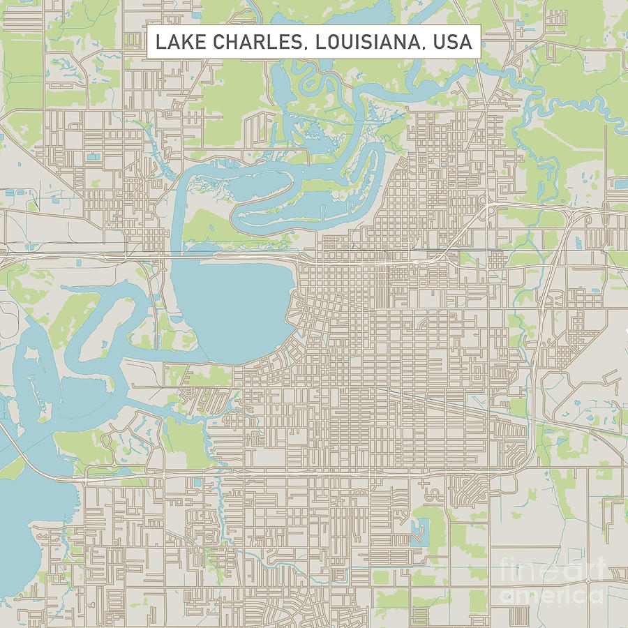 Lake Charles Louisiana US City Street Map Digital Art By Frank Ramspott Fine Art America