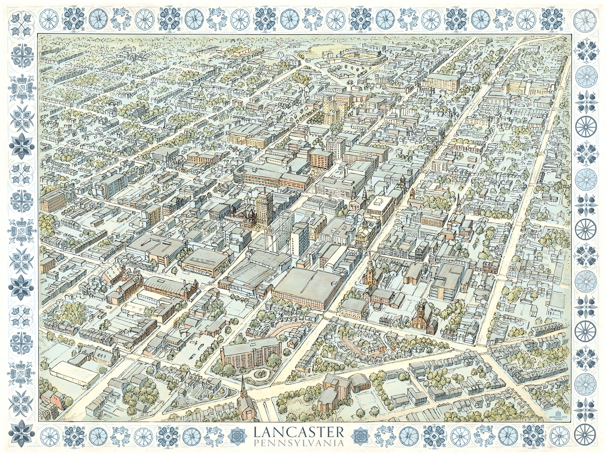 Lancaster PA Bird s Eye View Wonder City Studio