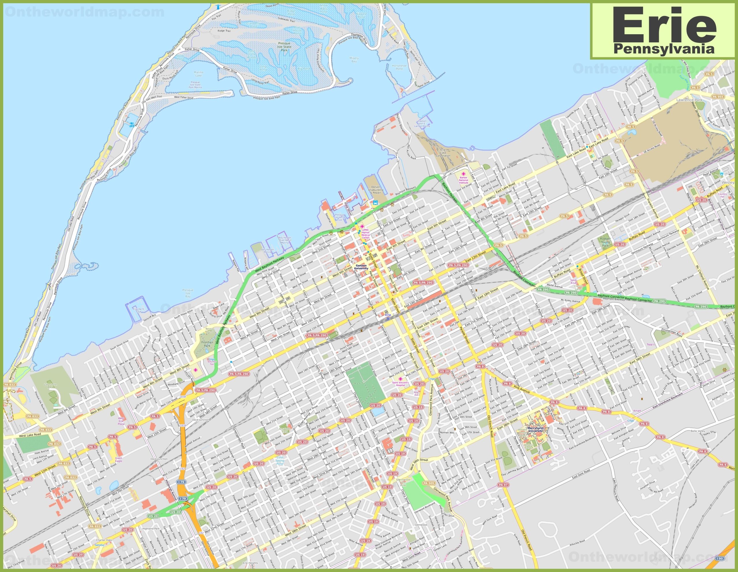 city of erie map