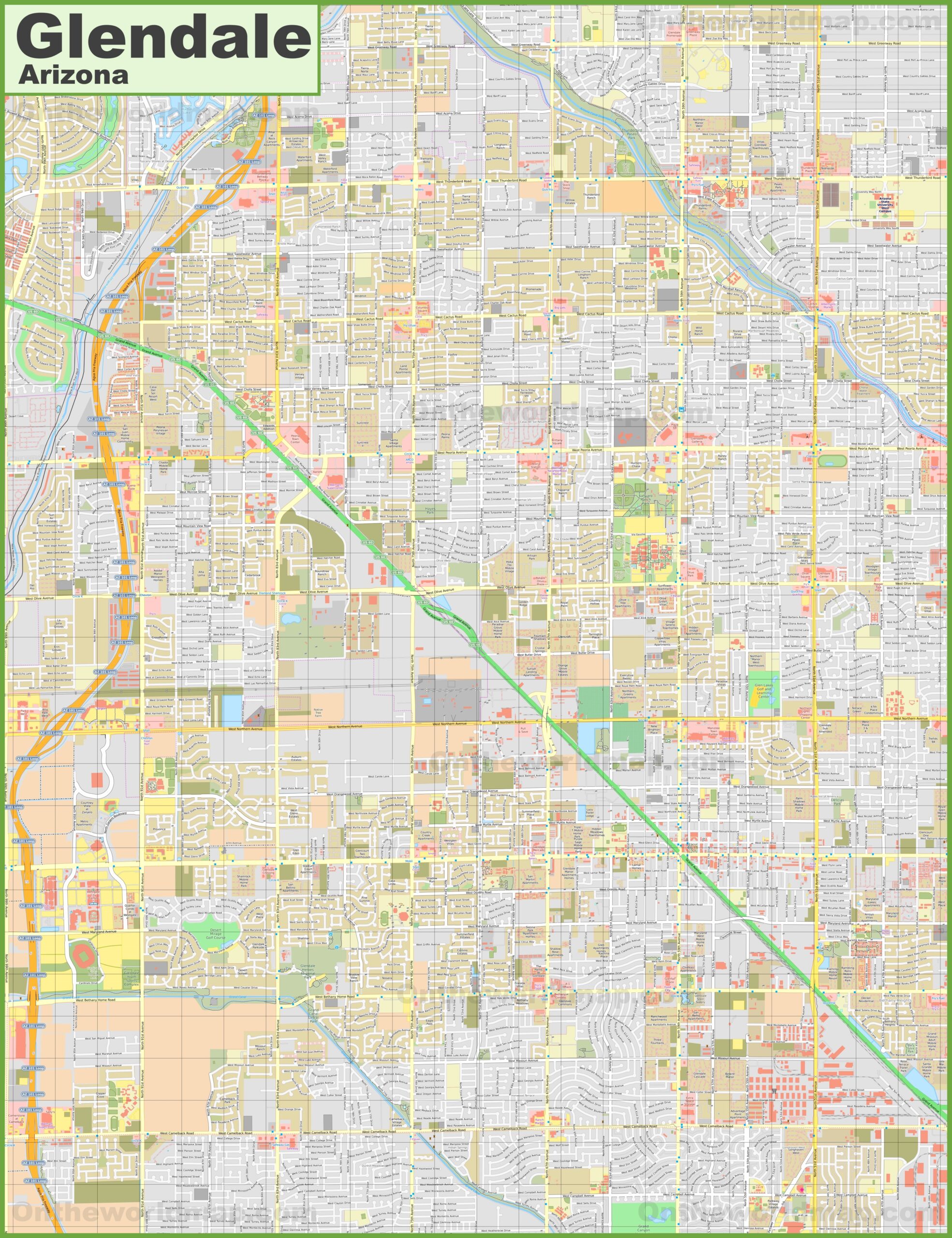Large Detailed Map Of Glendale Ontheworldmap