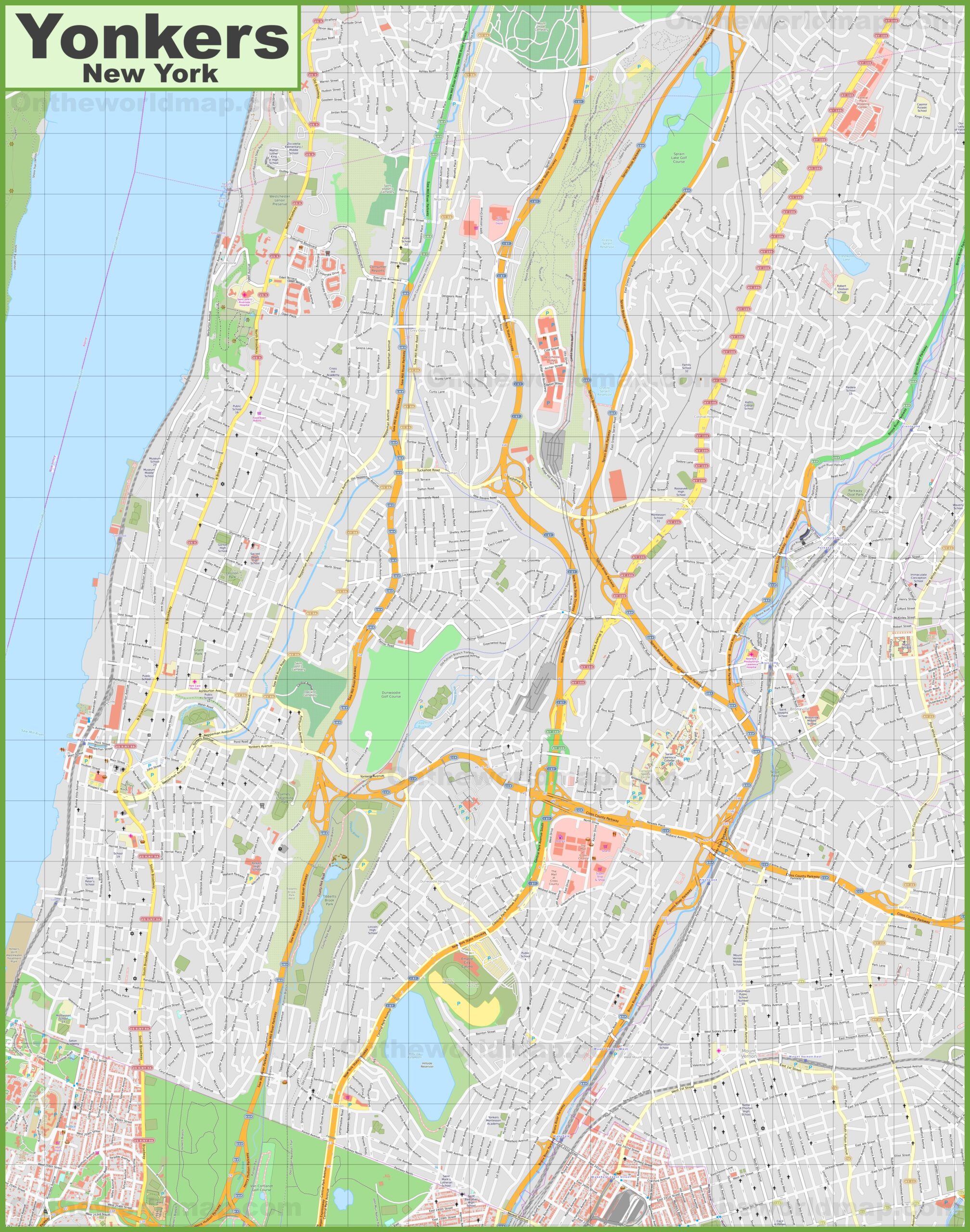 Large Detailed Map Of Yonkers Ontheworldmap Large Detailed Map Of Yonkers Ontheworldmap