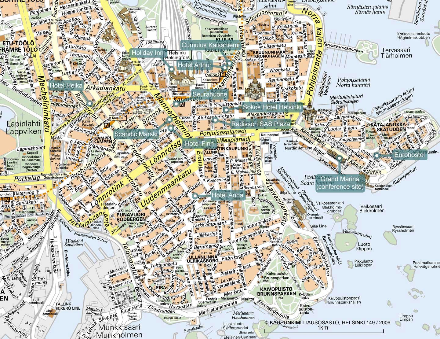 Large Detailed Tourist Map Of Helsinki City Helsinki City Large Detailed Tourist Map Vidiani Maps Of All Countries In One Place