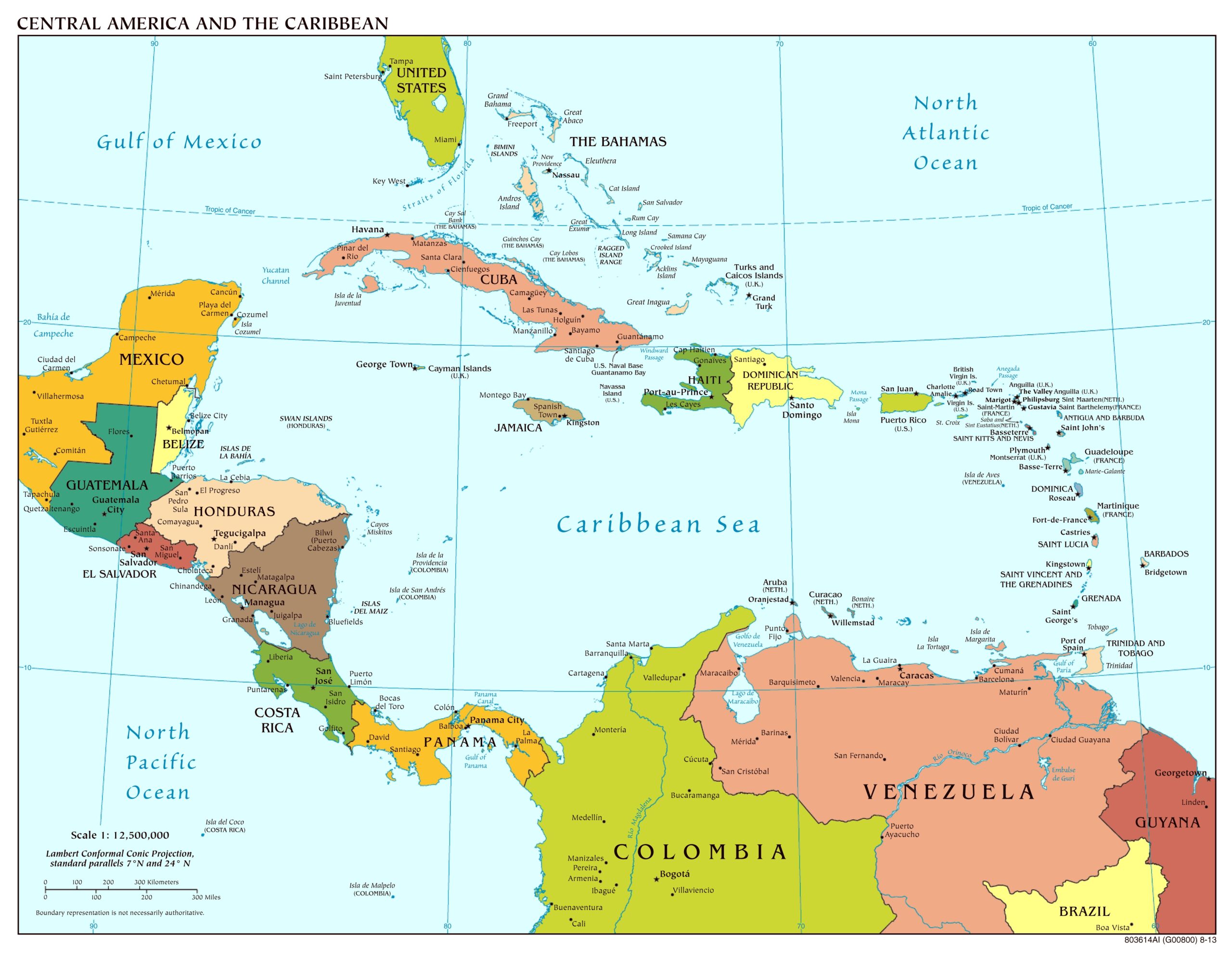 Large Scale Political Map Of Central America With Major Cities And Capitals 2013 Central America And The Caribbean North America Mapsland Maps Of The World