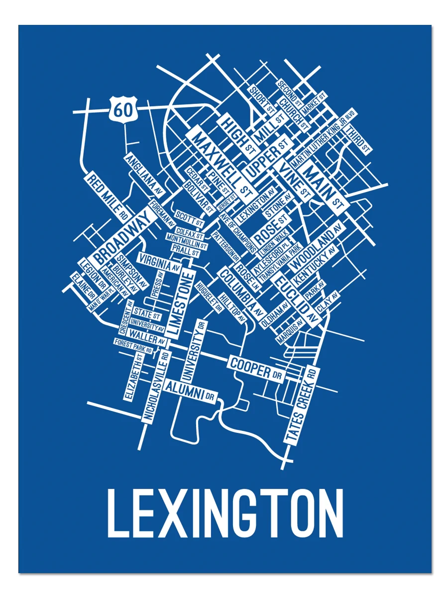 Lexington Kentucky Street Map School Street Posters