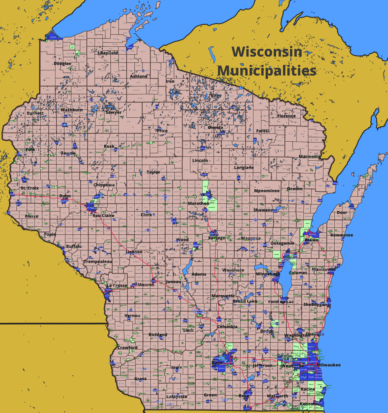 wi map of cities wi map of cities