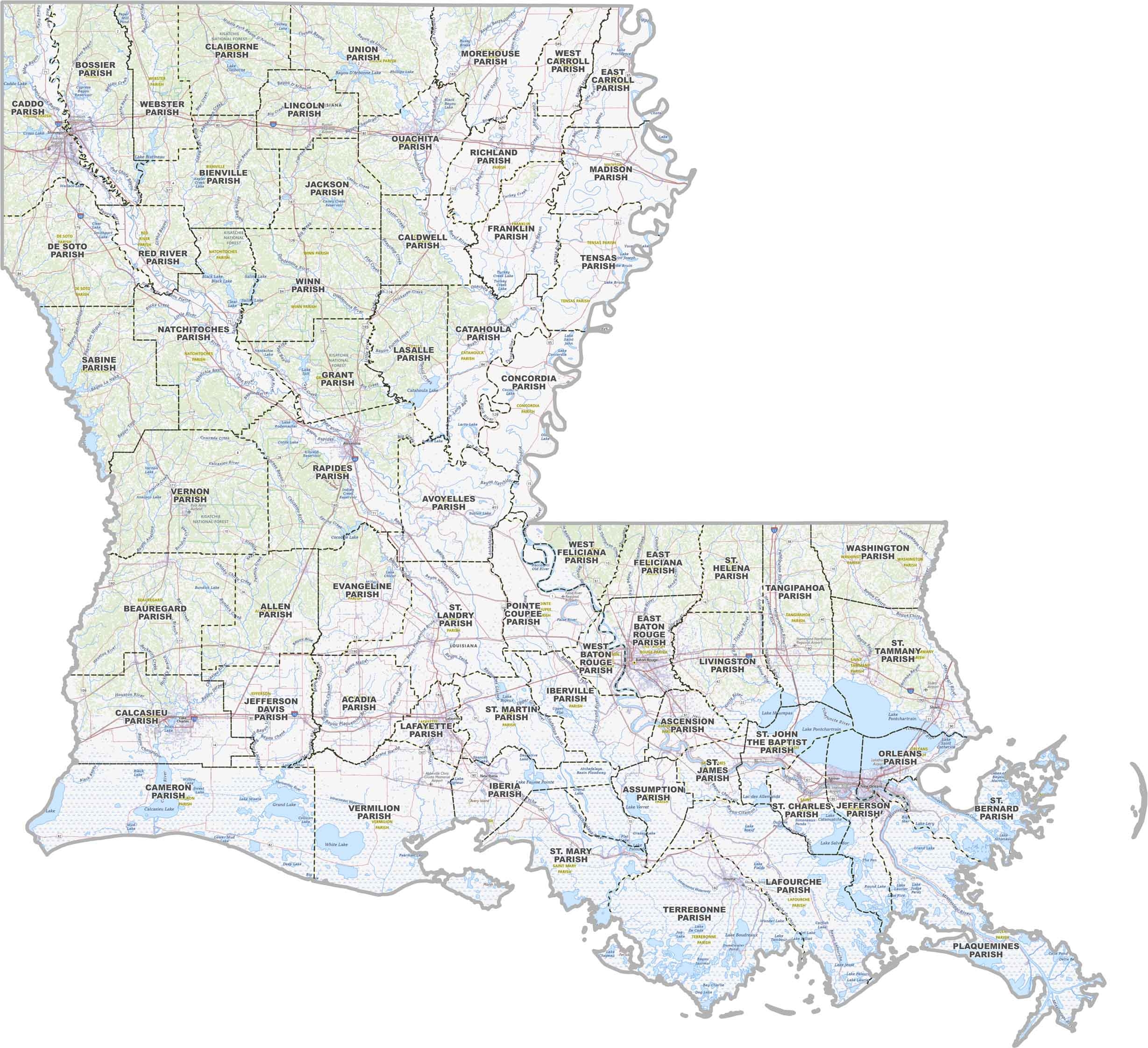 Louisiana Parish Map US County Maps