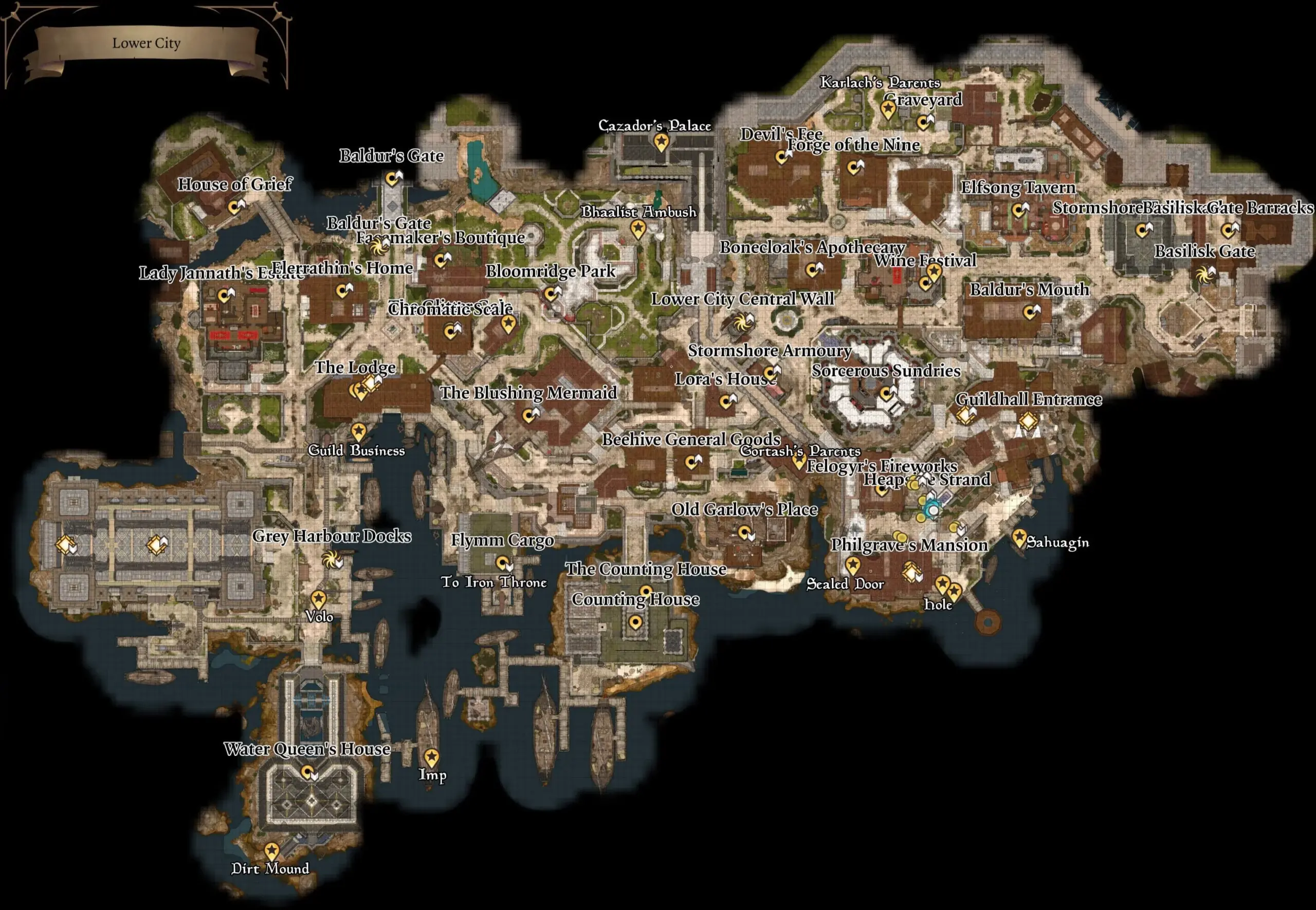 LOWER CITY MAP All Points Of Interest Marked R BaldursGate3 LOWER CITY MAP All Points Of Interest Marked R BaldursGate3