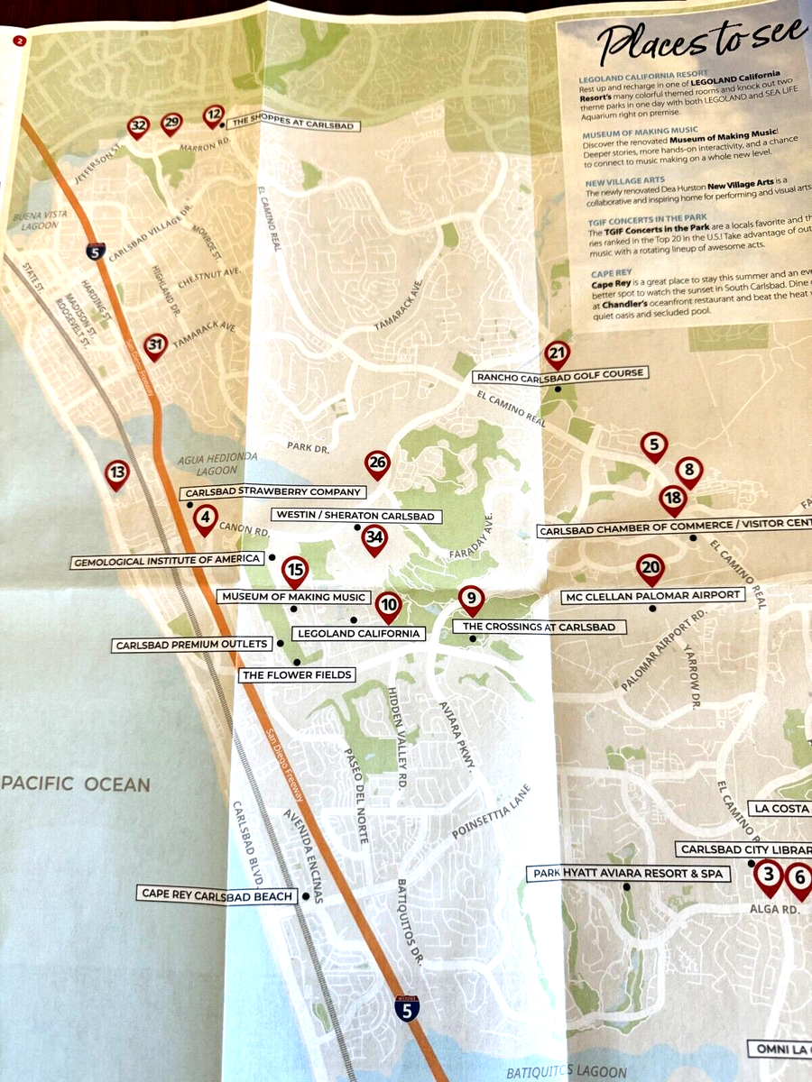 MAP CARLSBAD CALIFORNIA CITY MAP WHAT TO DO SEE EAT PARKS LOCATIONS TOURS 7 EBay