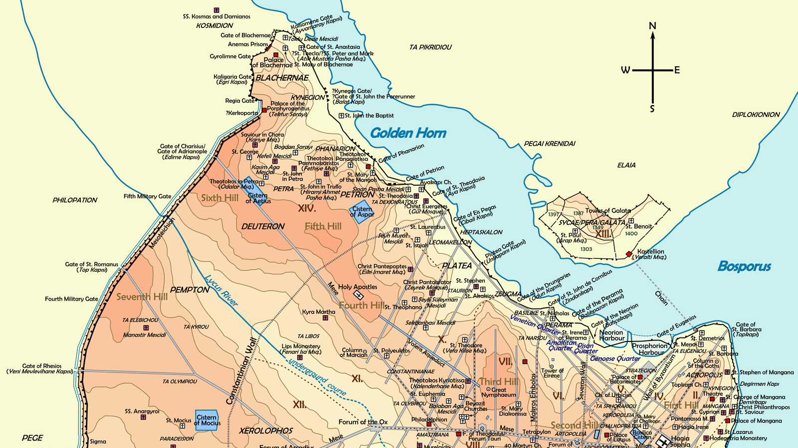 Map Of Byzantine Constantinople World History Encyclopedia Map Of Byzantine Constantinople World History Encyclopedia