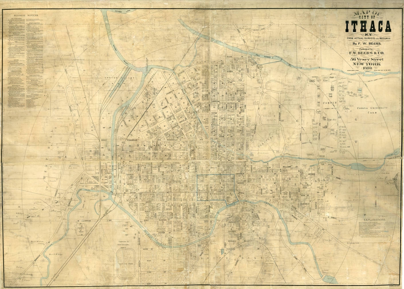 Map Of City Of Ithaca NY From Actual Surveys And Records 1889 The History Center In Tompkins County New York Heritage Digital Collections Map Of City Of Ithaca NY From Actual Surveys And Records 1889 The History Center In Tompkins County New York Heritage Digital Collections