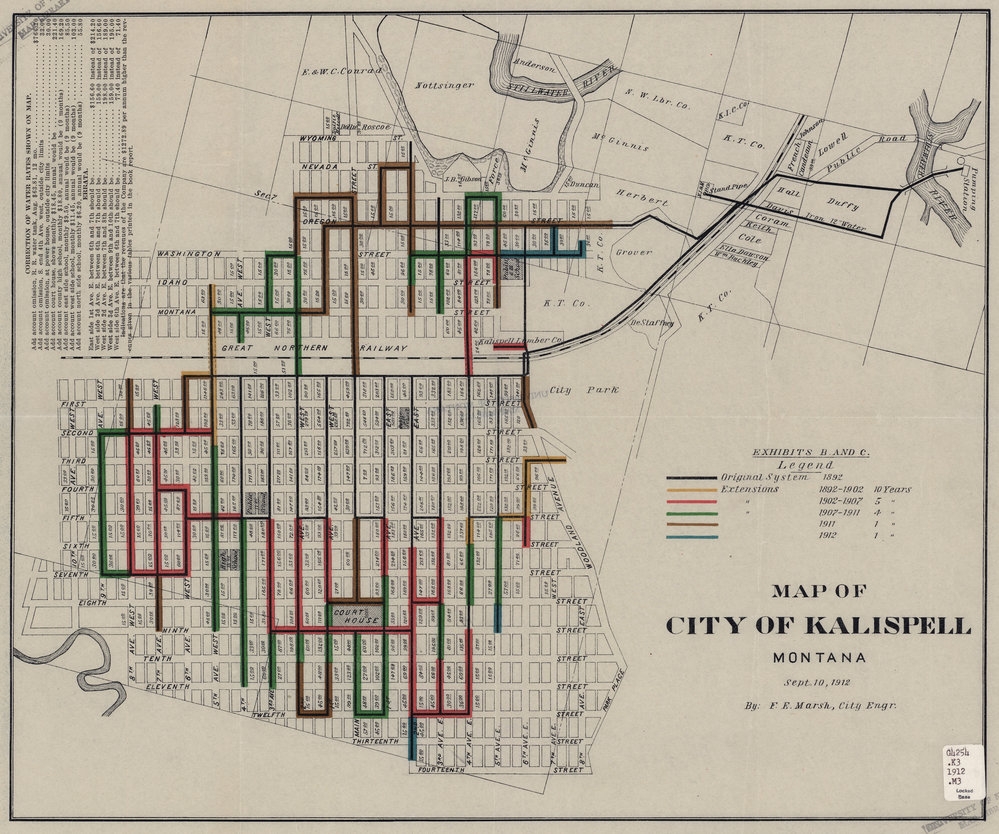Map Of City Of Kalispell Montana Montana History Portal