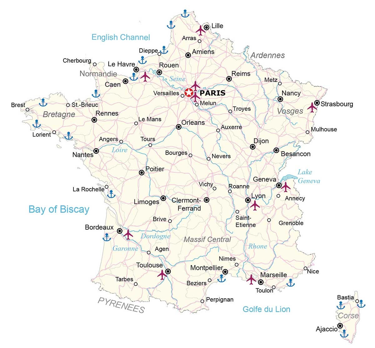 Map Of France Cities And Roads GIS Geography