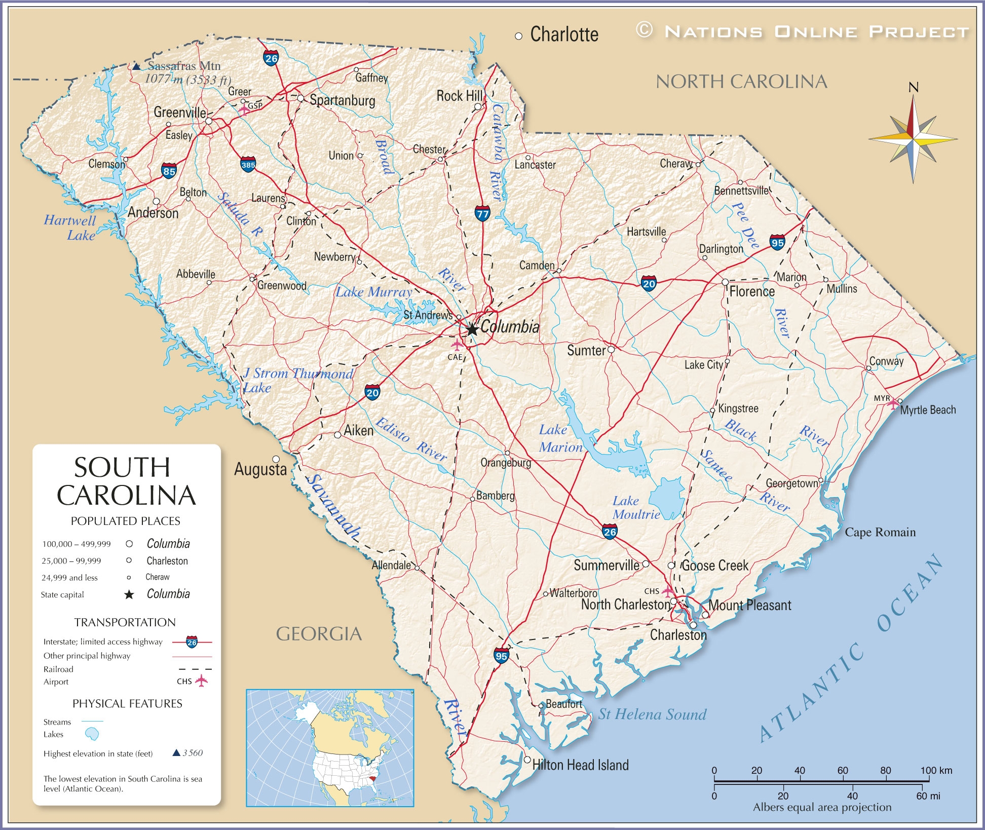 Map Of The State Of South Carolina USA Nations Online Project
