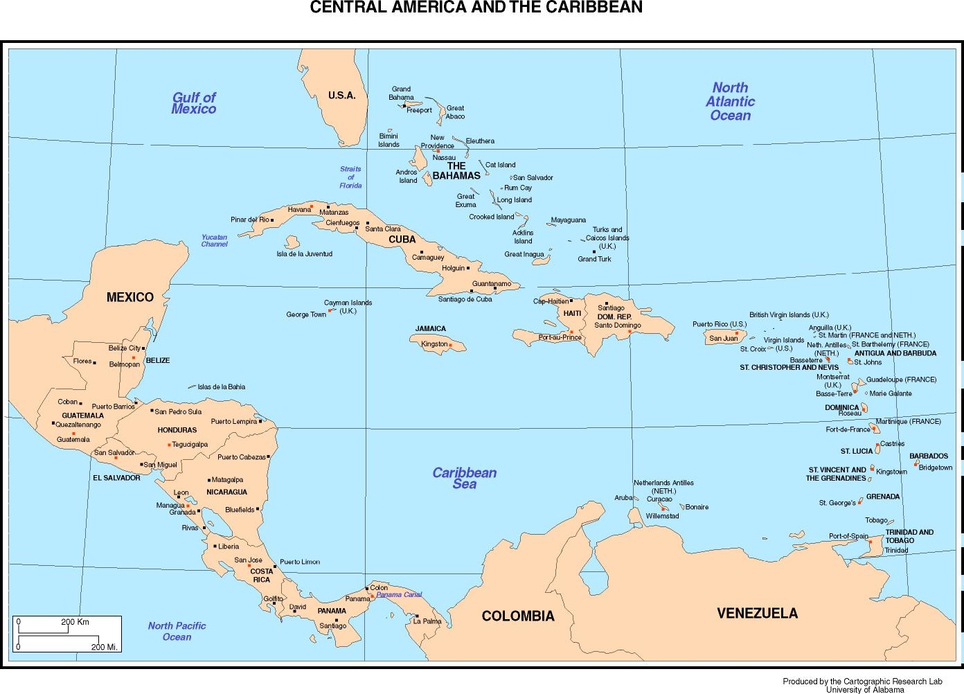 central america capital cities map