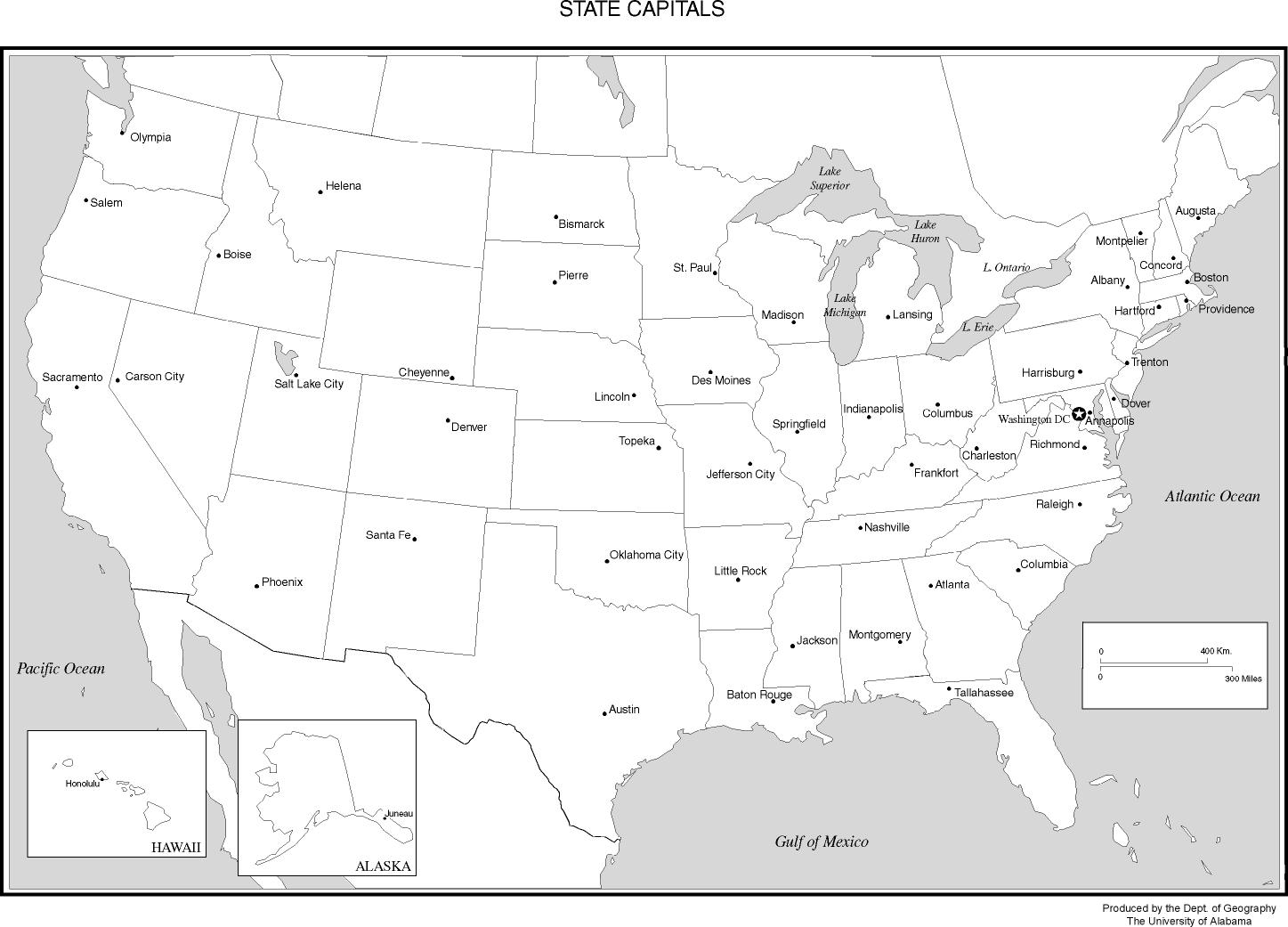 us map with states and cities printable