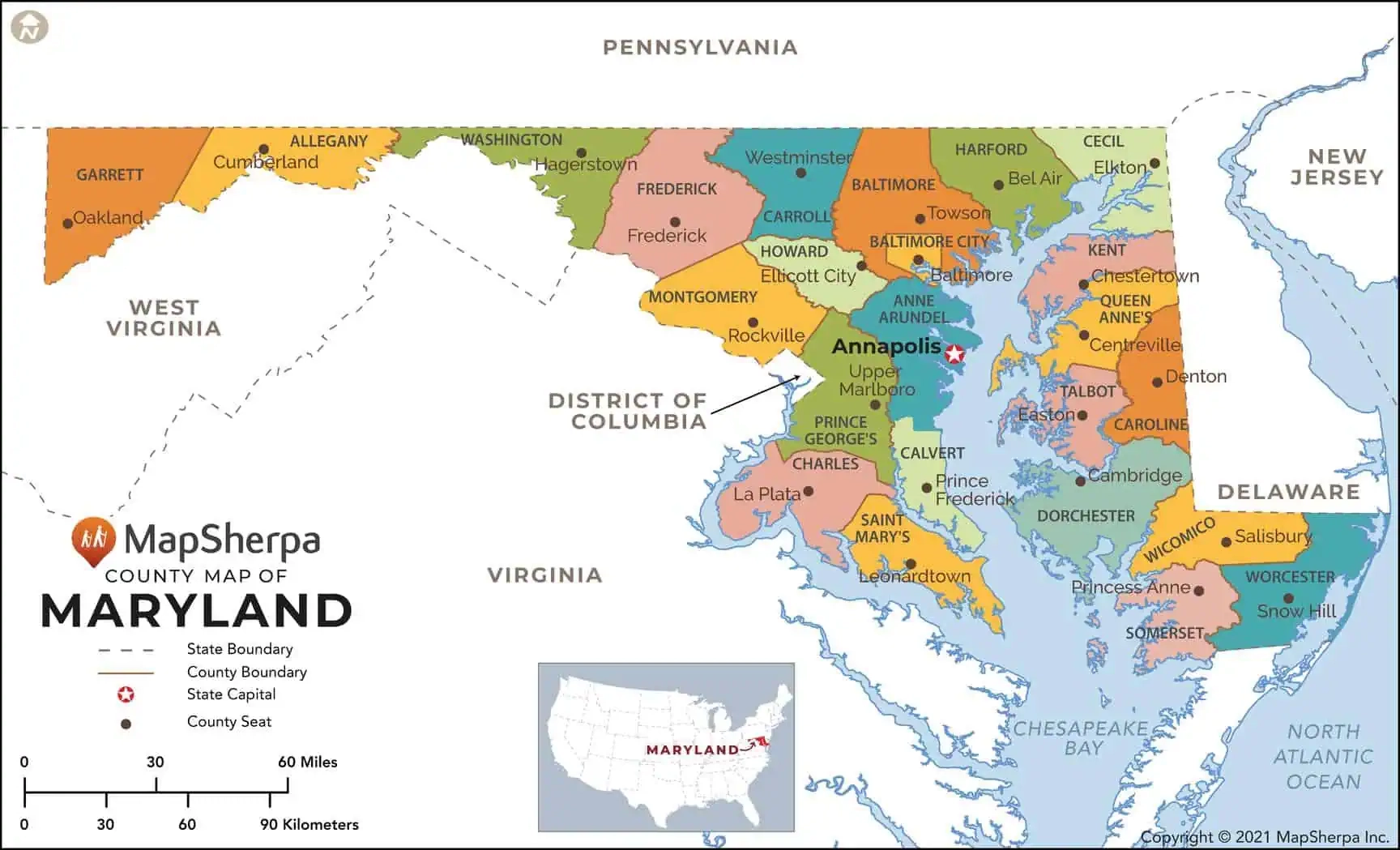 Maryland Counties Map By MapSherpa The Map Shop Maryland Counties Map By MapSherpa The Map Shop