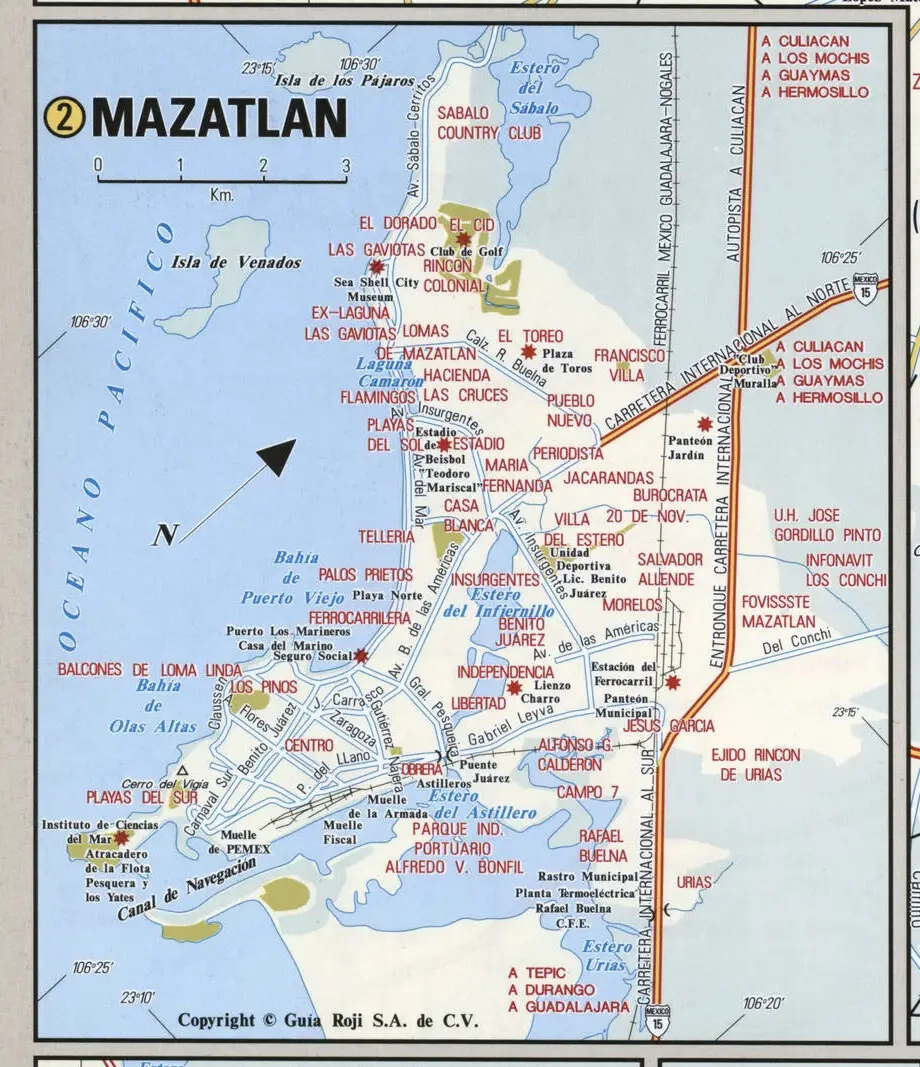 Mazatlan City Map Detailed Map Of Mazatlan With Streets Roads And Public Places 